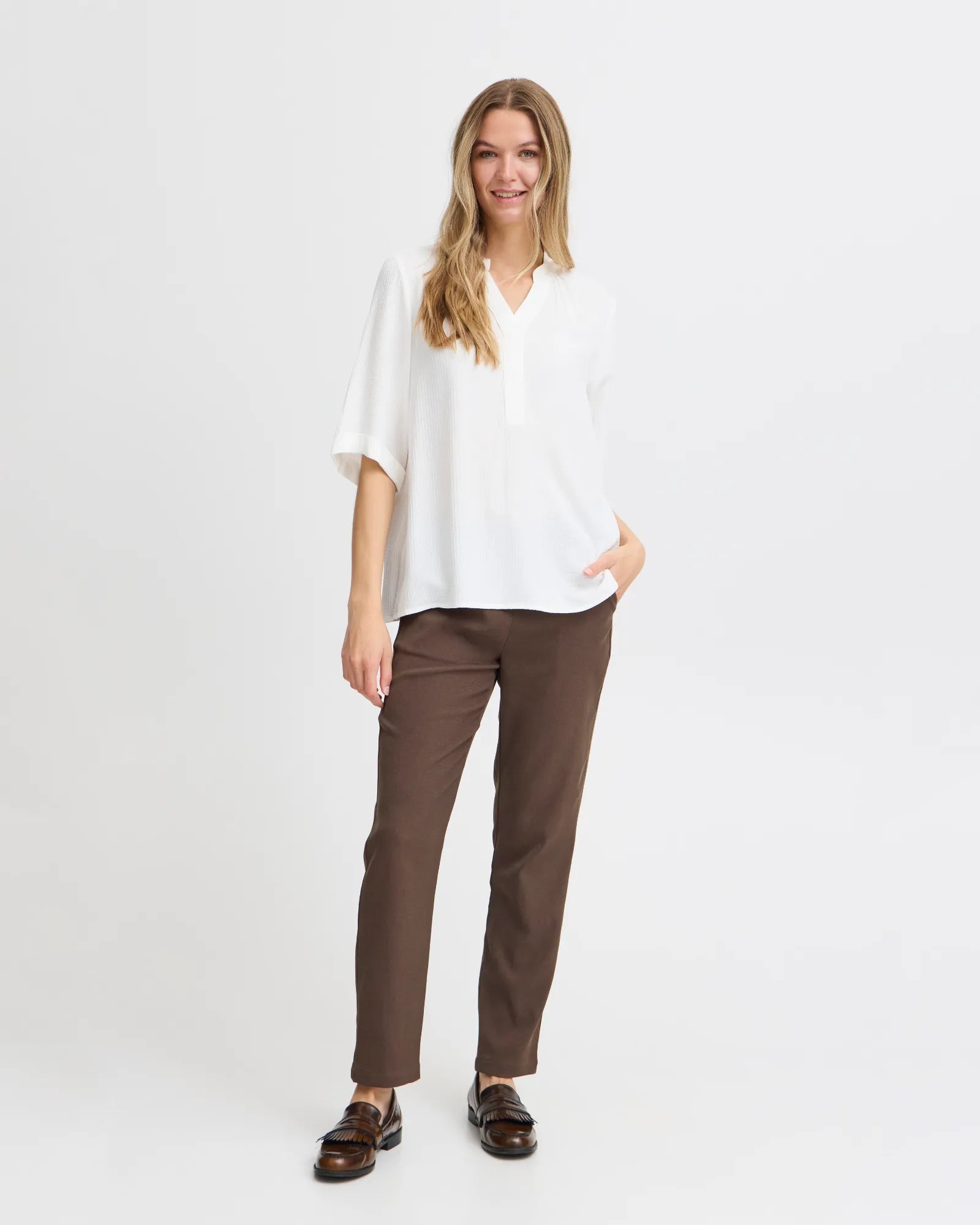 Oline 1/2 Sleeve Blouse - Blanc de Blanc