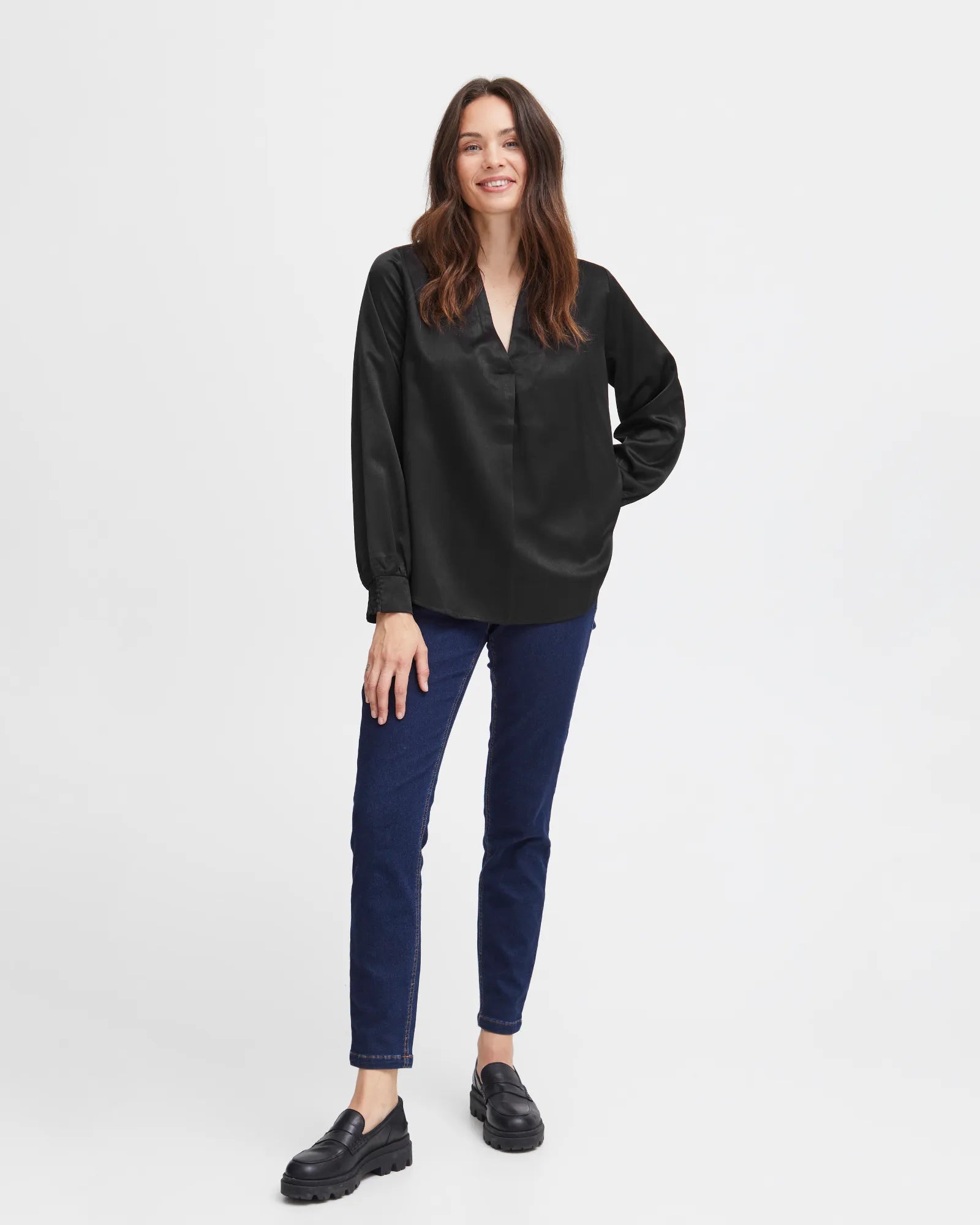 Viline Long Sleeve Blouse - Black