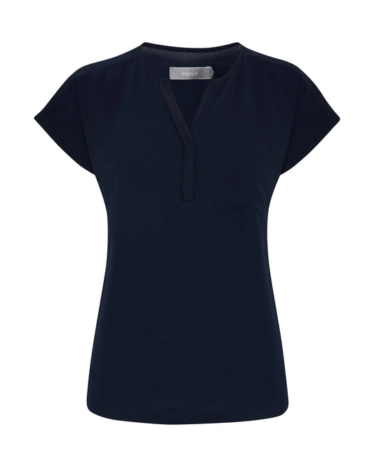 Zawov Short Sleeve Blouse - Black Iris