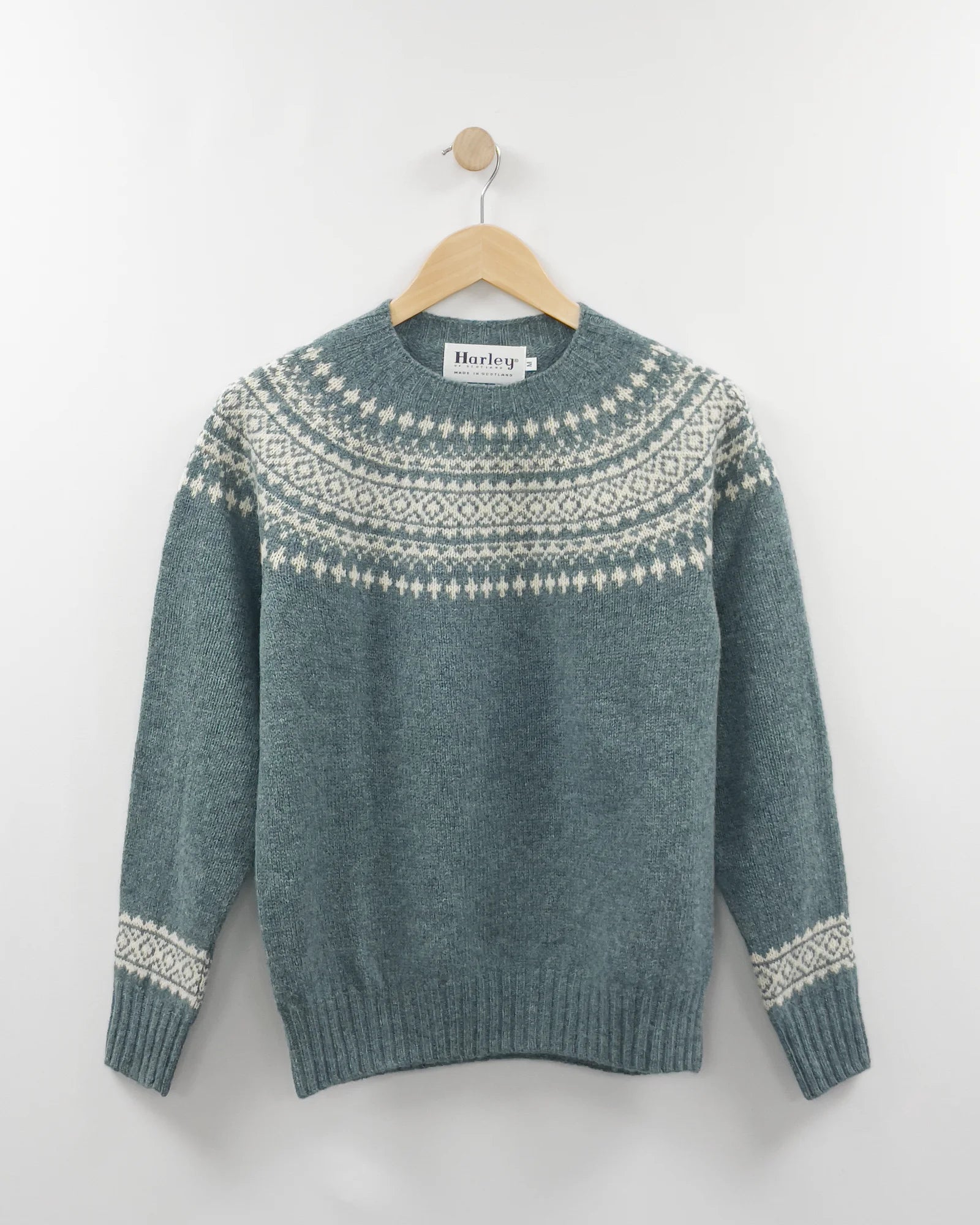 Women's Knitted Jumper (L3170/7) - Verdigris/Vanilla