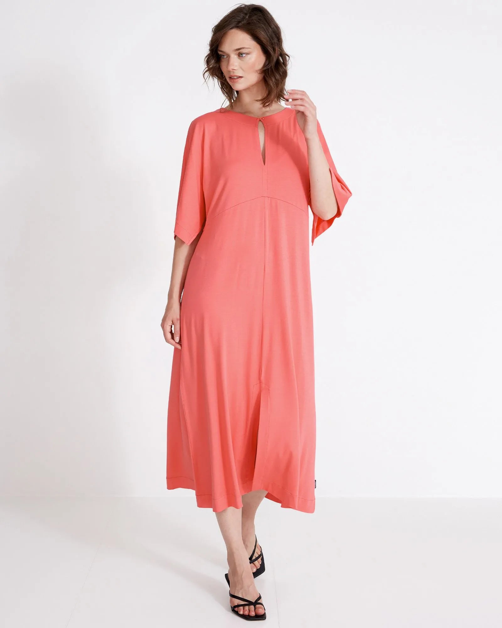Asta Mid Length Dress - Coral Pink