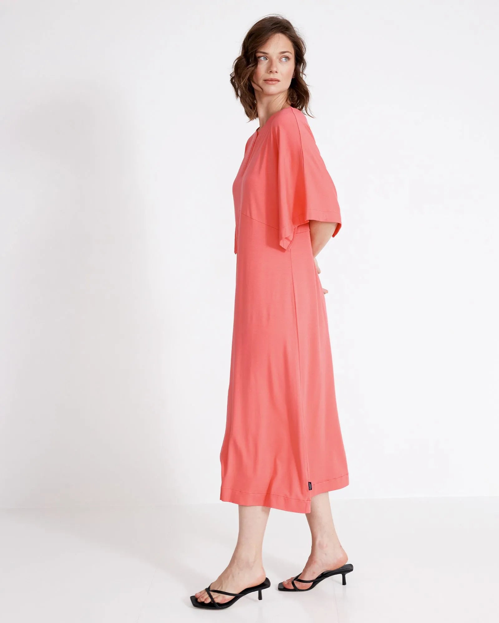 Asta Mid Length Dress - Coral Pink