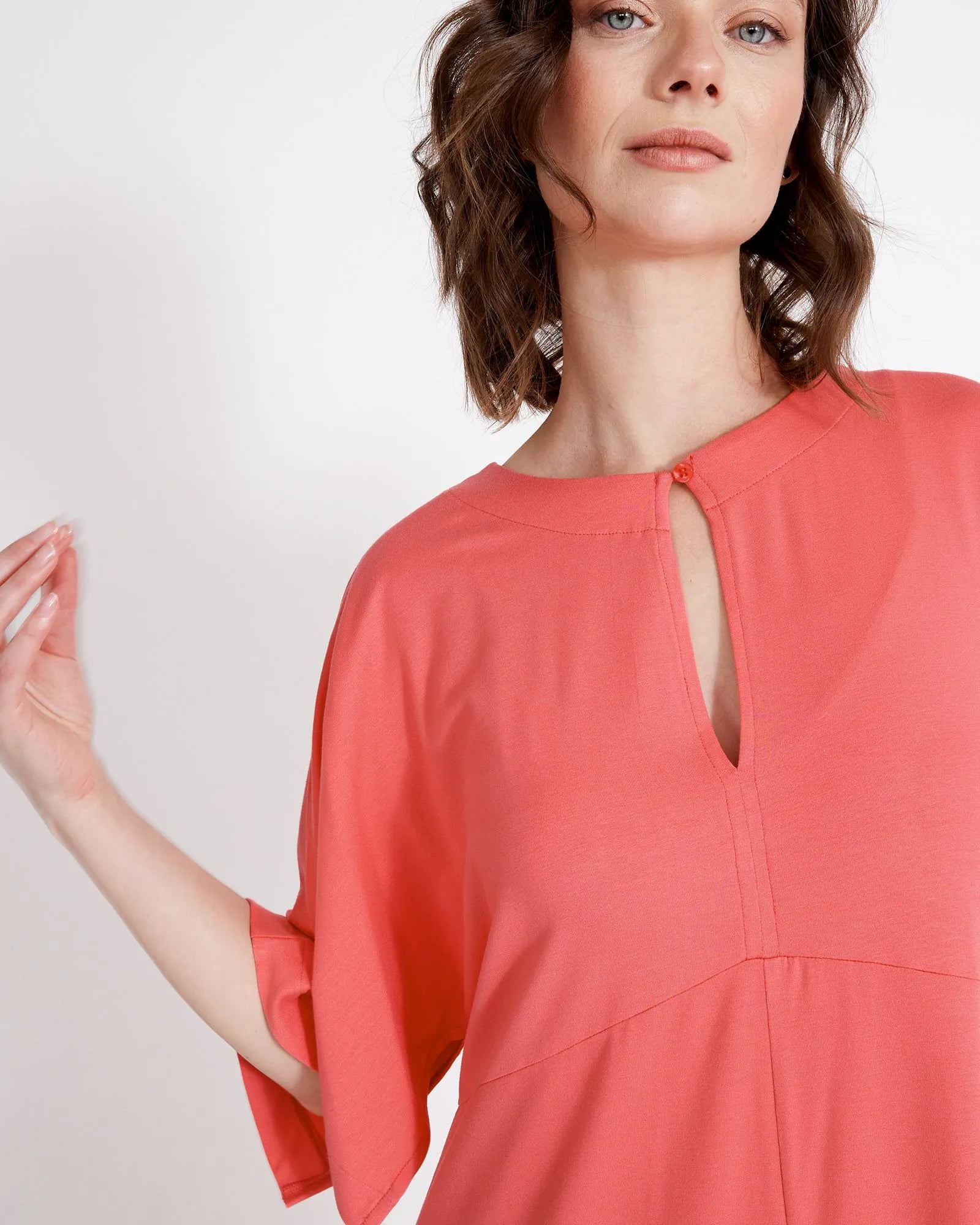 Asta Mid Length Dress - Coral Pink