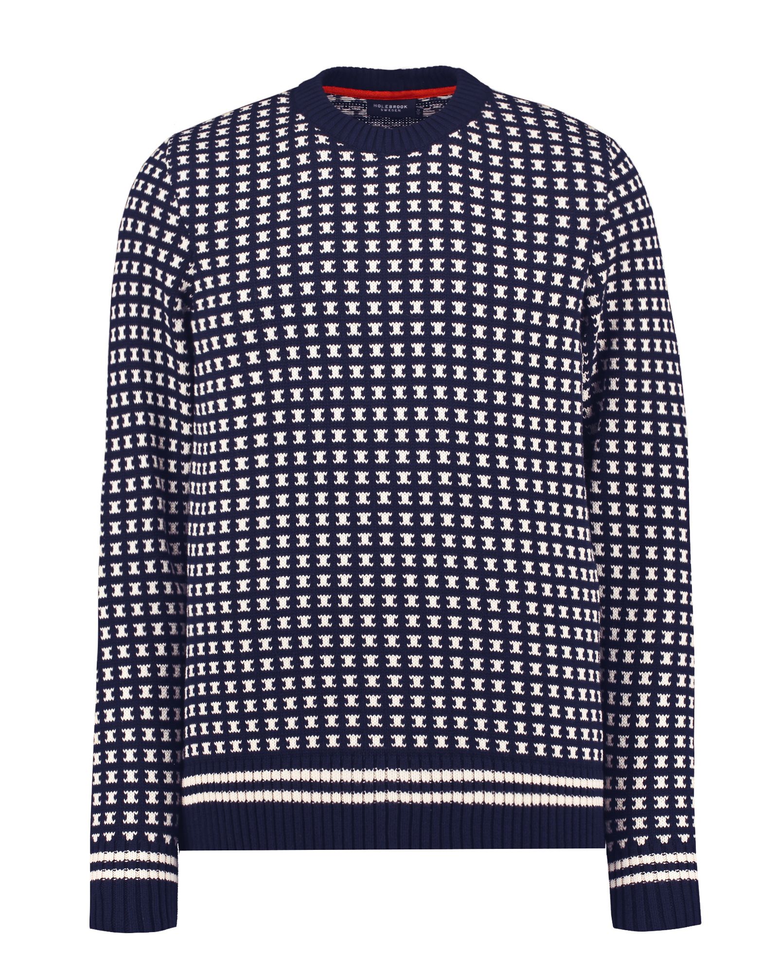Brynolf Knitted Cotton Sweater - Navy/Ecru