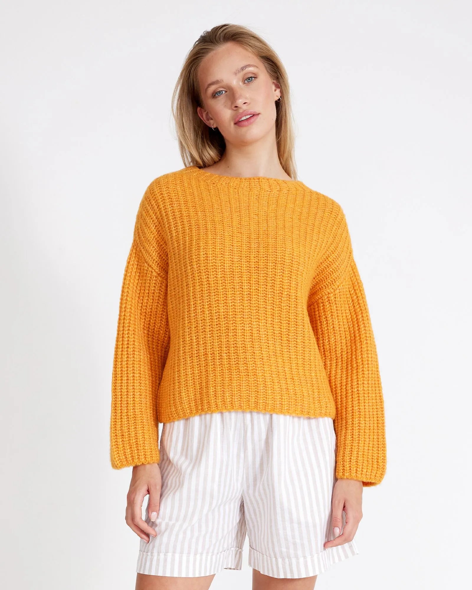 Cajsa Super Soft Knitted Sweater - Bright Marigold