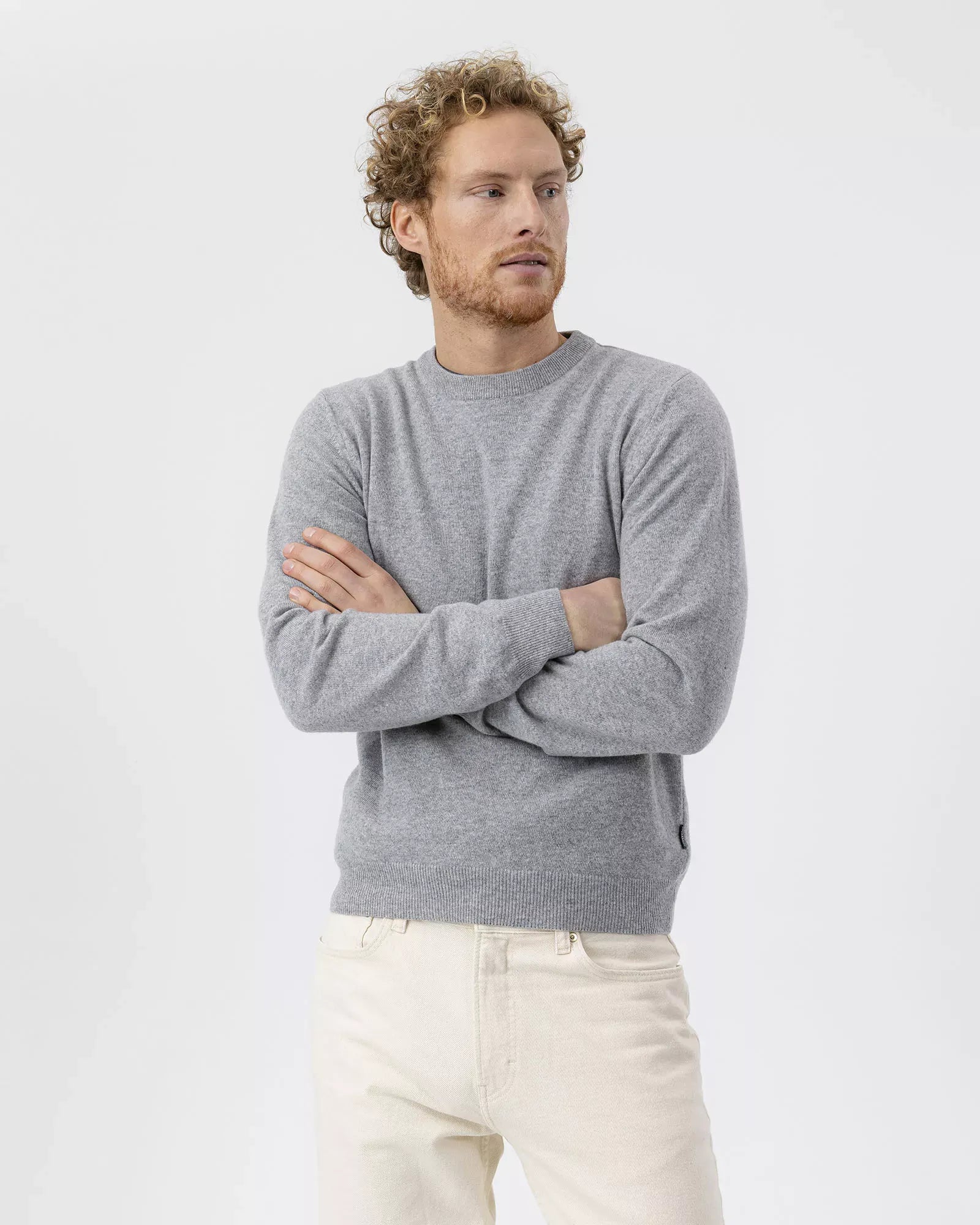 Dennis Knitted Crew Neck Sweater - Grey Melange