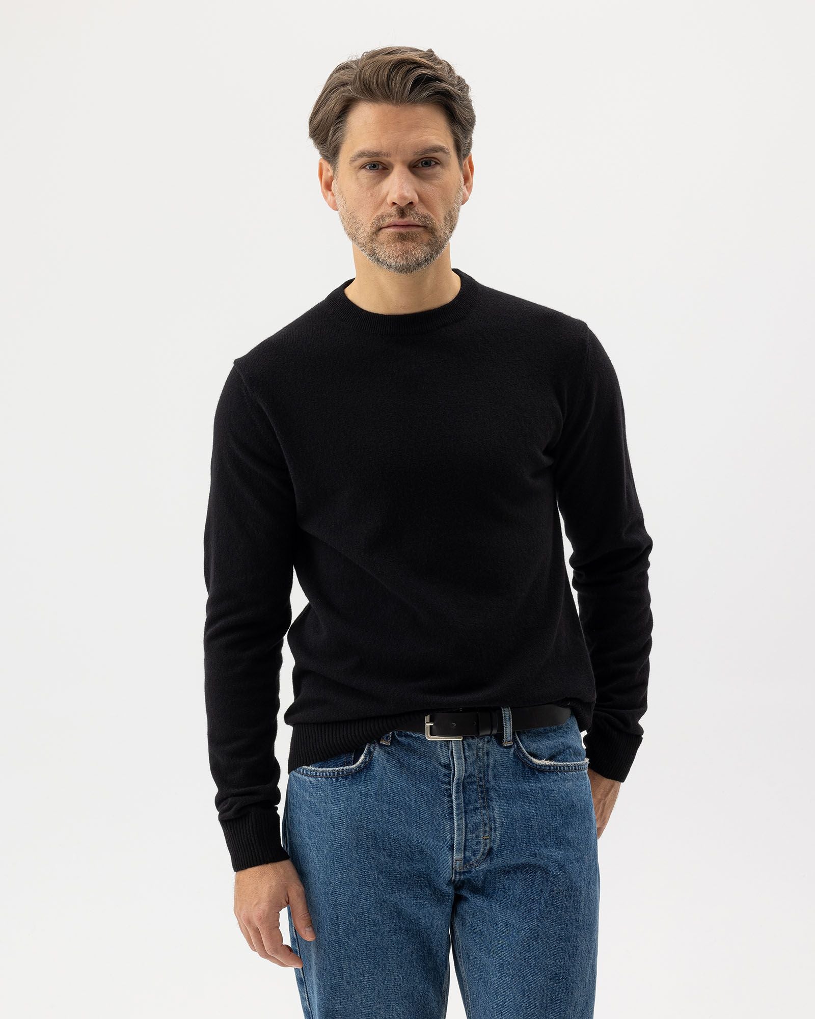 Dennis Crew Neck Jumper - Black