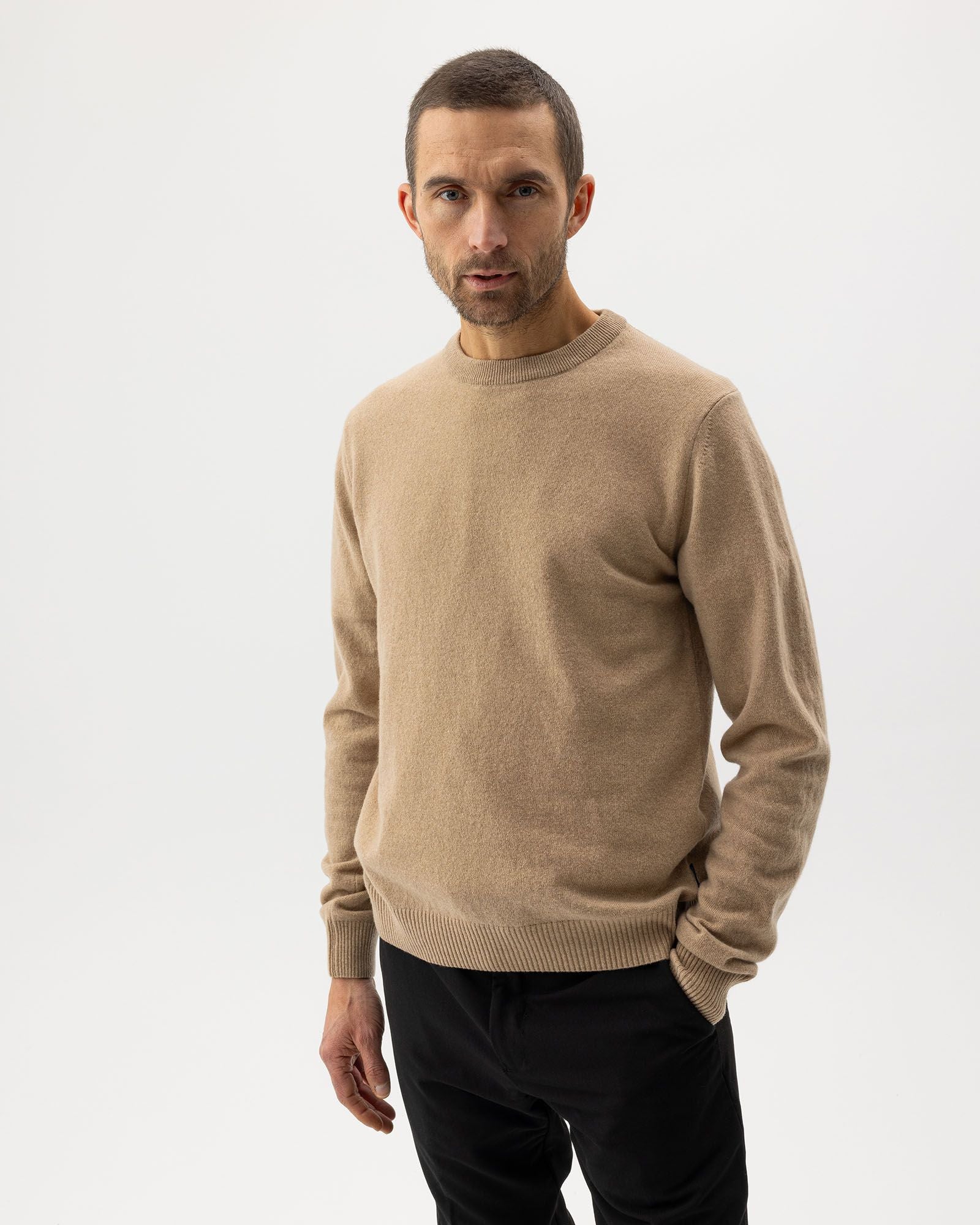 Dennis Crew Neck Jumper - Khaki