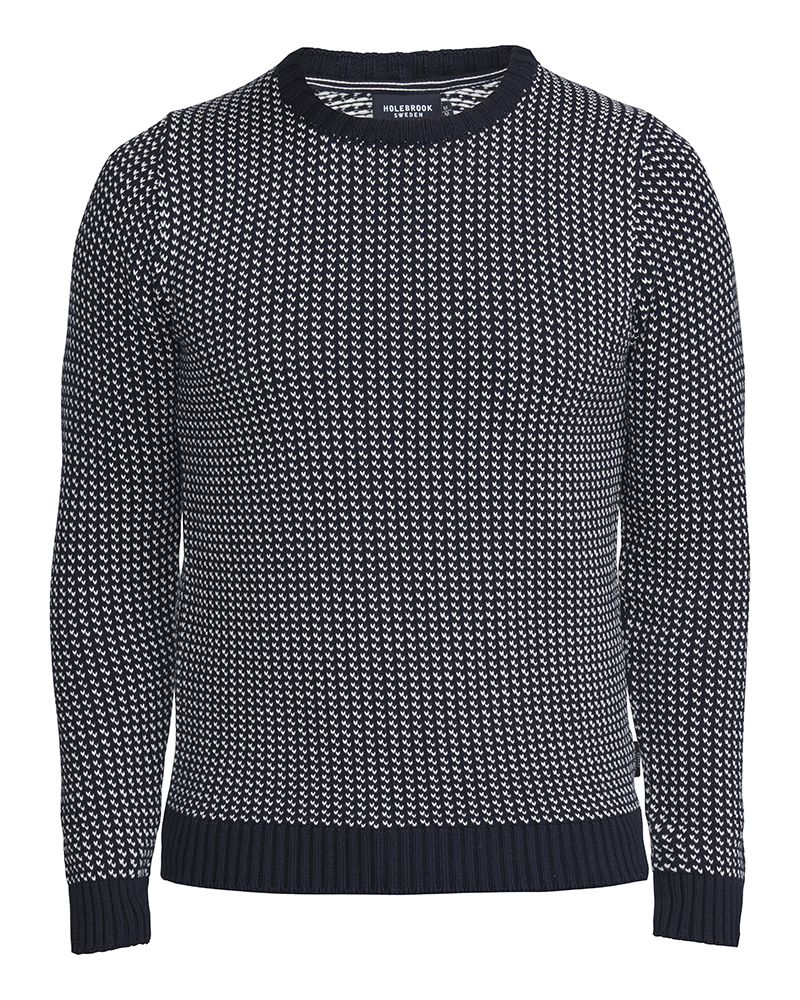 Eino Jaquard Knitted Sweater - Navy/Off White