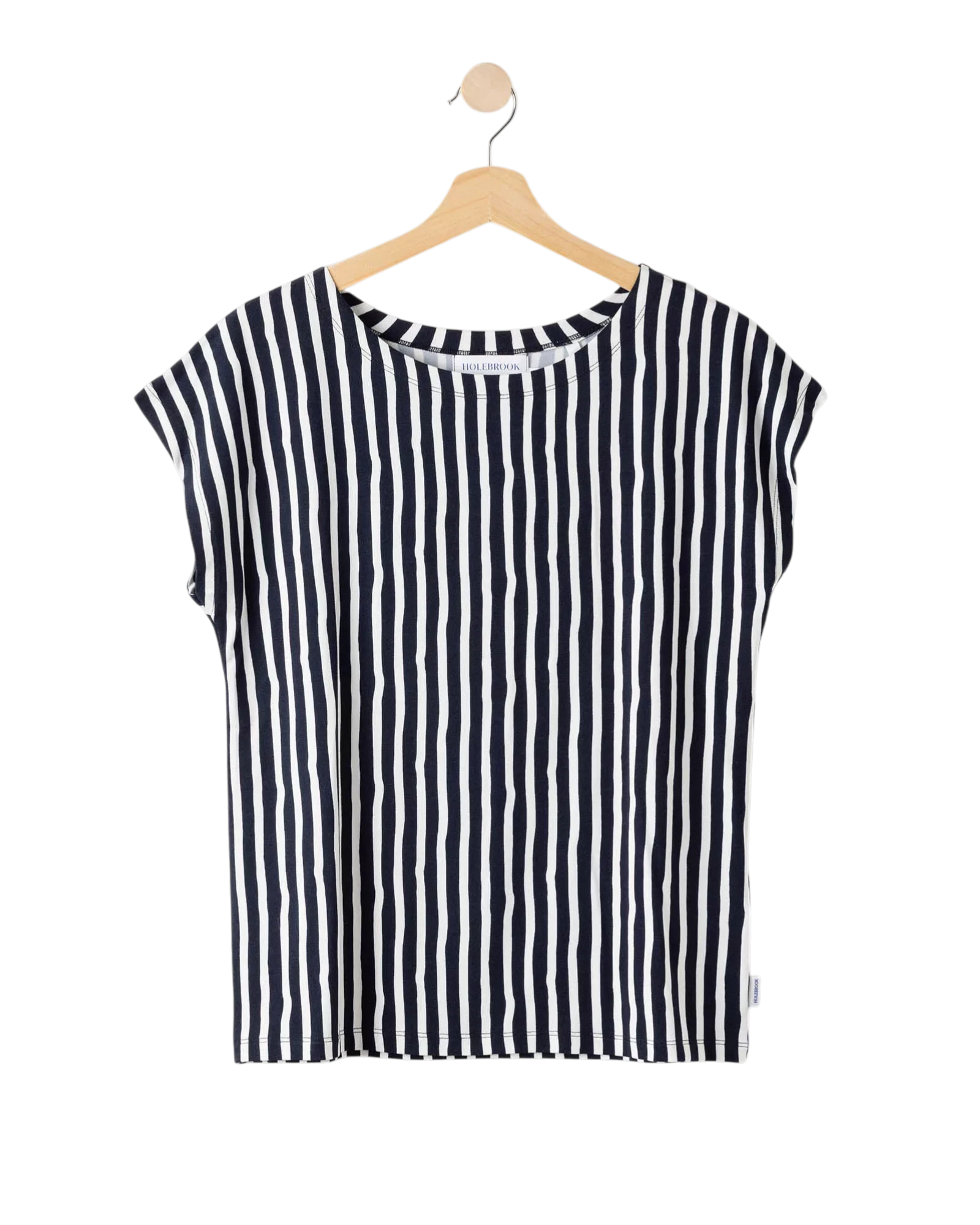 Ellen Capsleeve Top - Navy/Off White