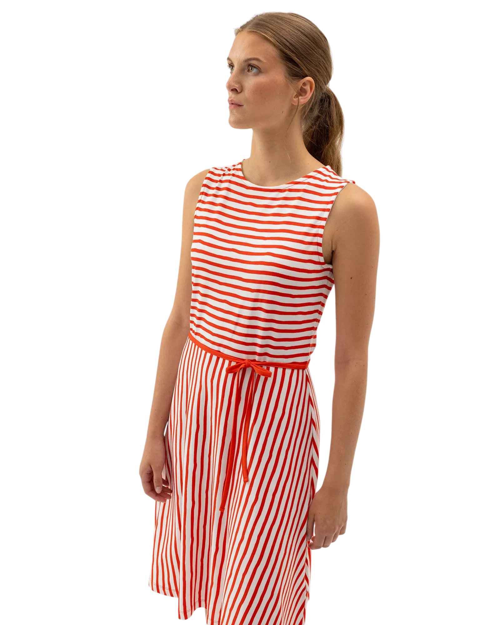 Ellen Dress - Off White/Bright Red