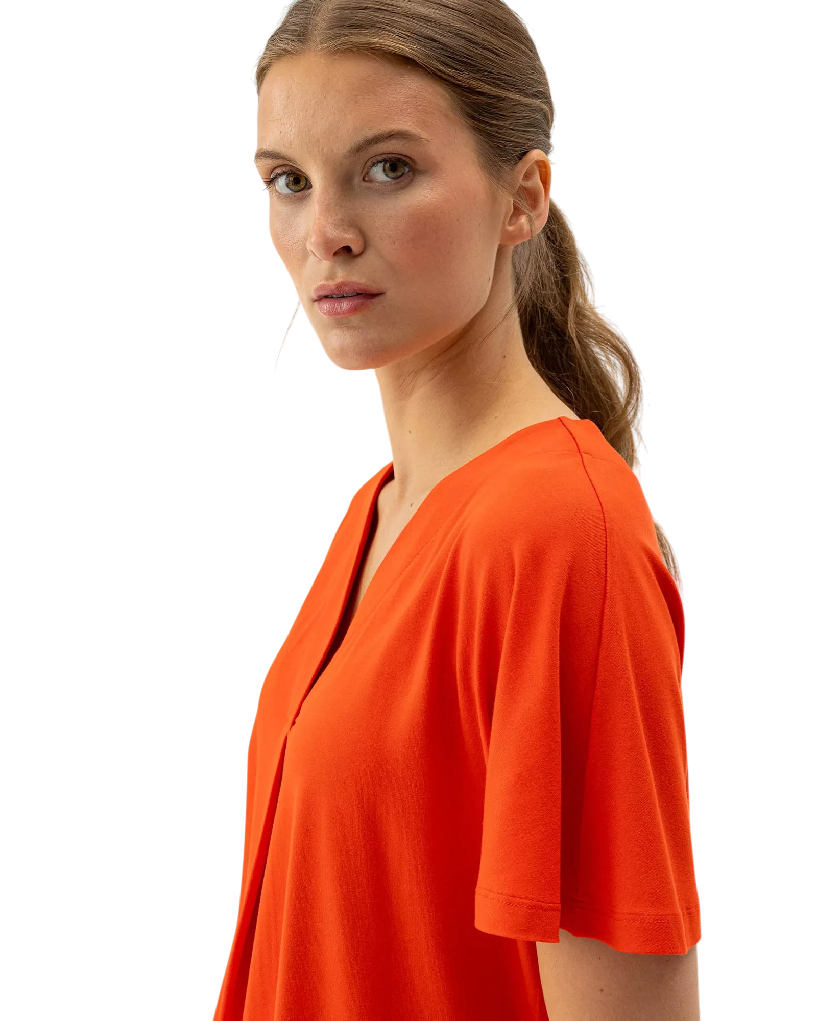 Ellen V-Neck Top - Bright Red