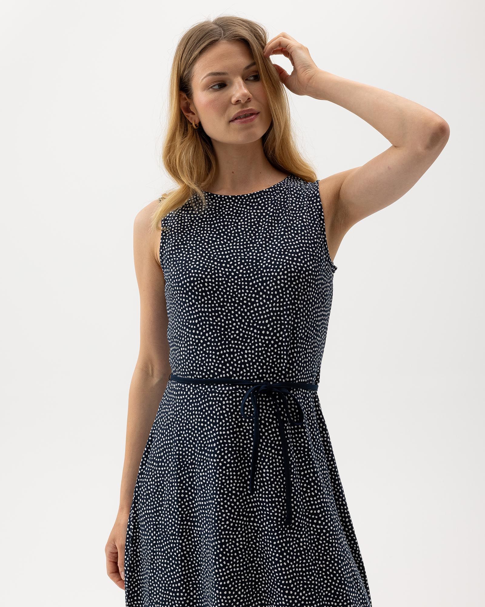 Esther Dress - Navy/Off White Dot