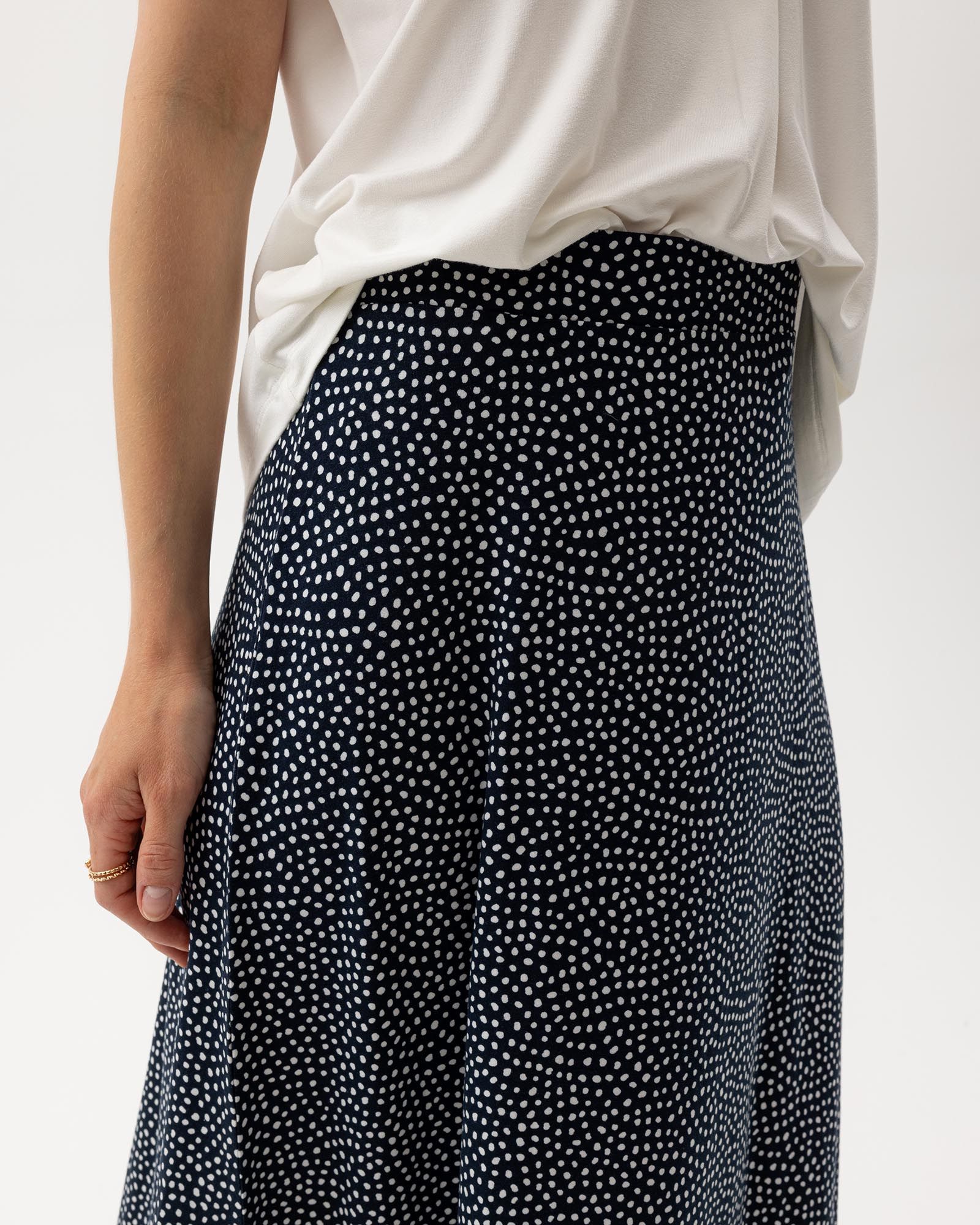 Esther Skirt - Navy/Off White Dot