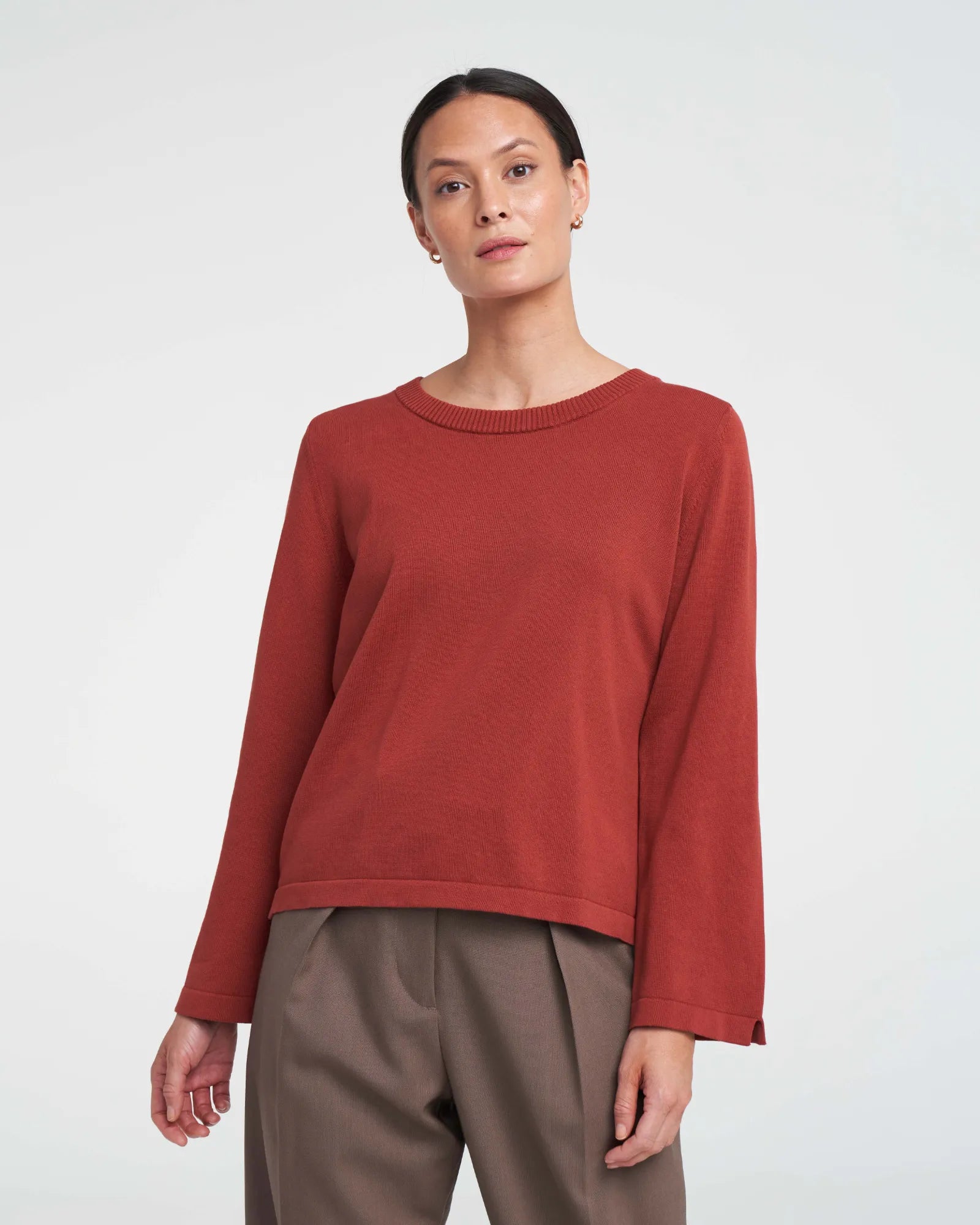 Hulda Knitted Crew Neck Sweater - Maple Red