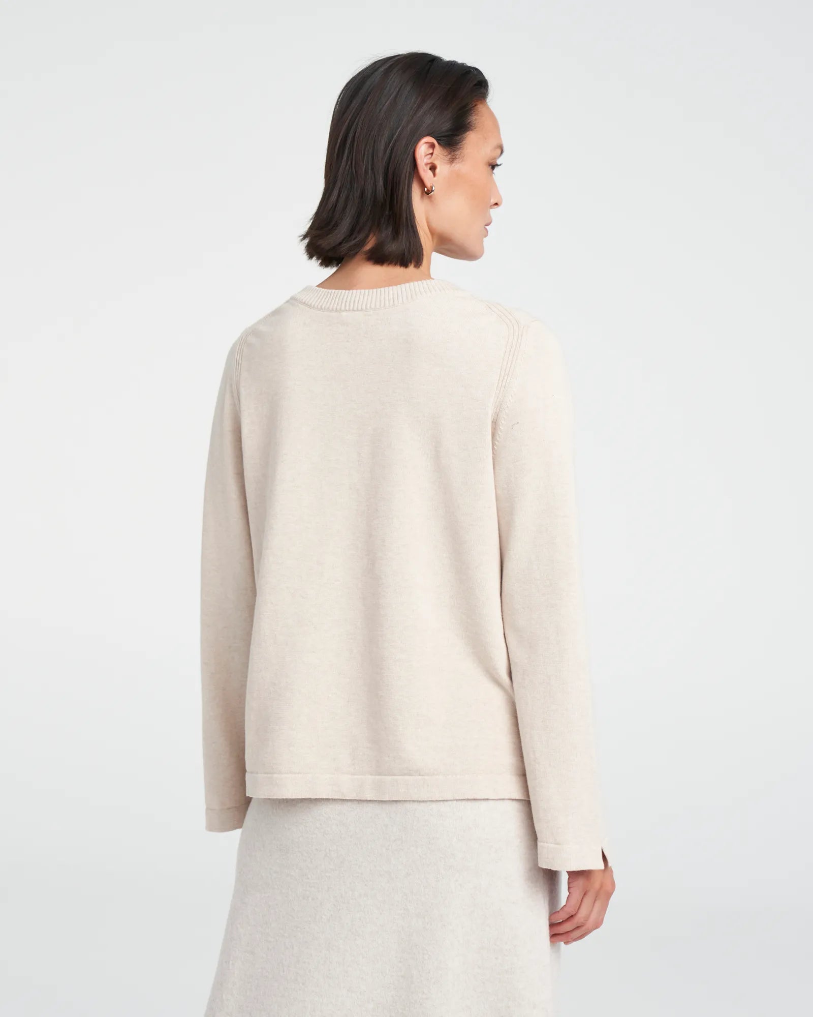Hulda Knitted Crew Neck Sweater - Oyster