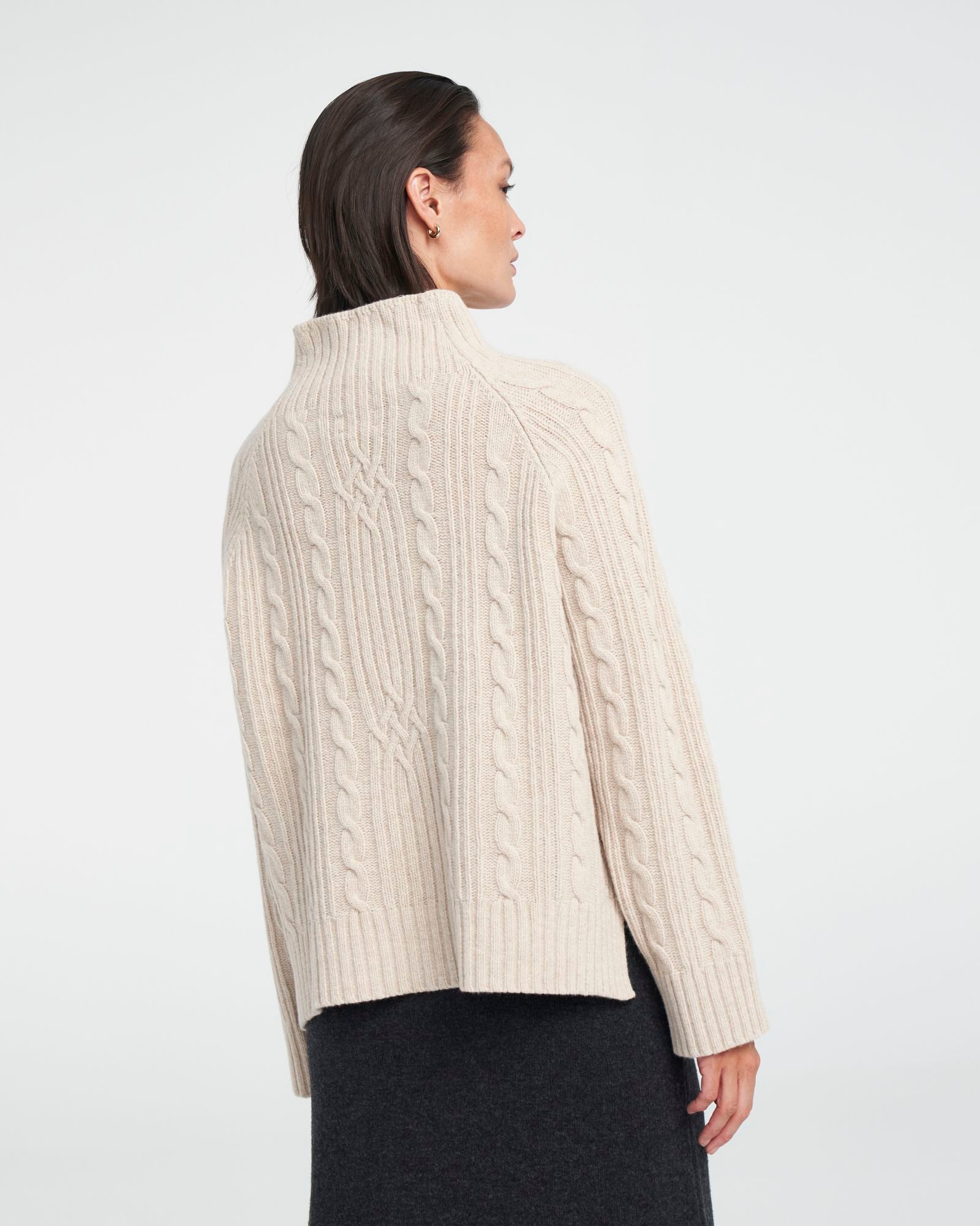 Inger Cable Knitted Turtle Neck Sweater - Sand
