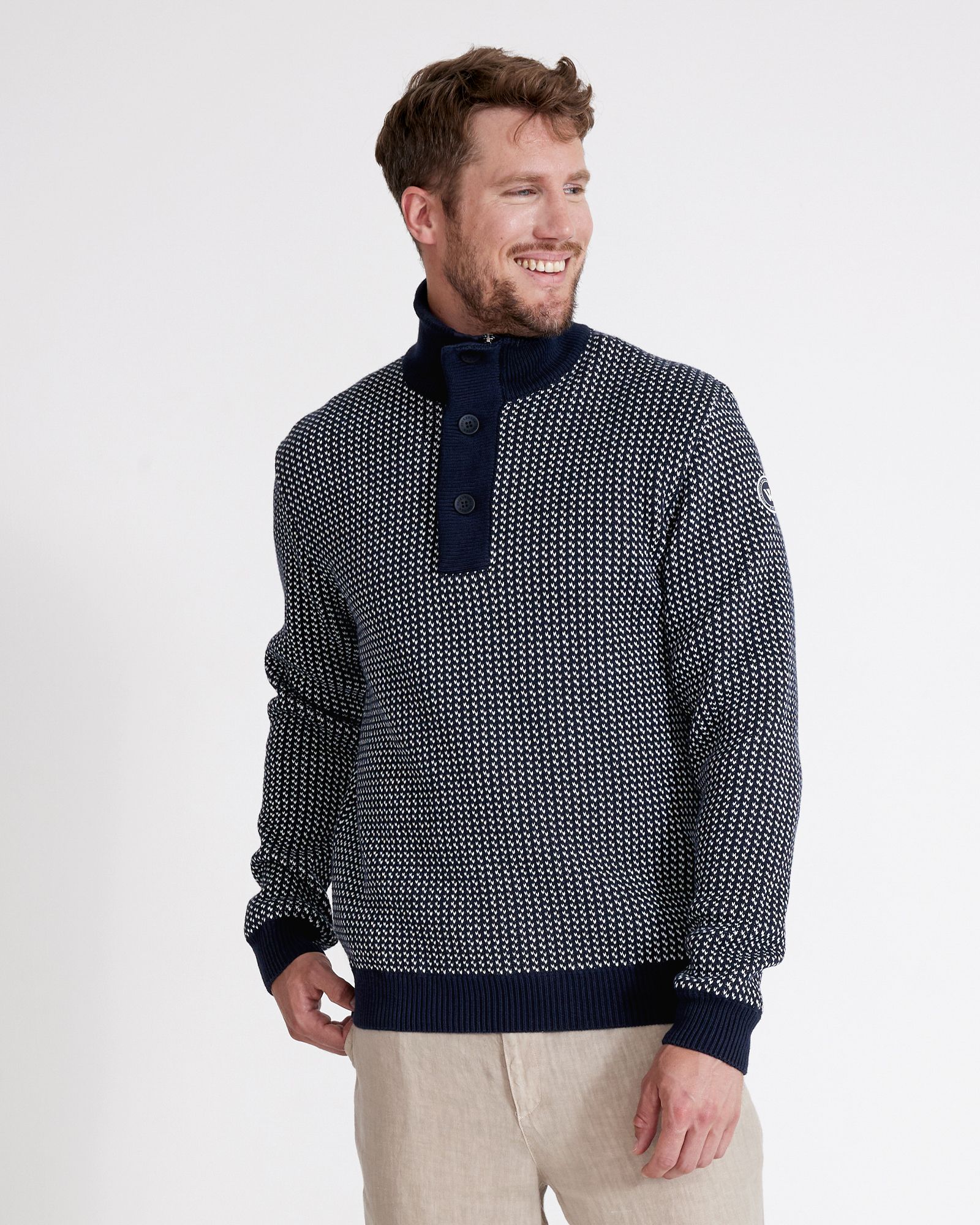 Ingvar T-neck WP - Navy/Off White