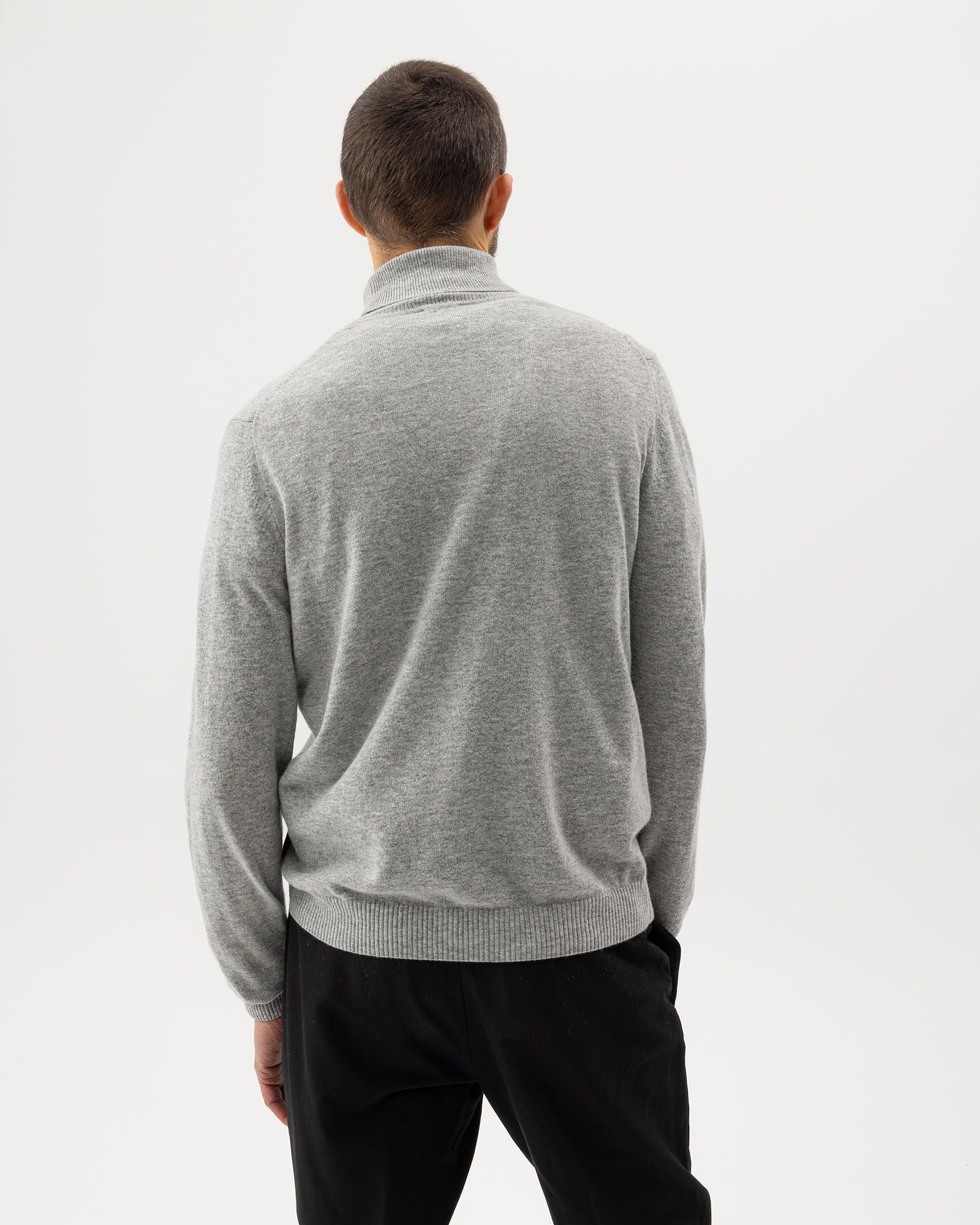 Johan Roll Neck Jumper - Light Grey Melange