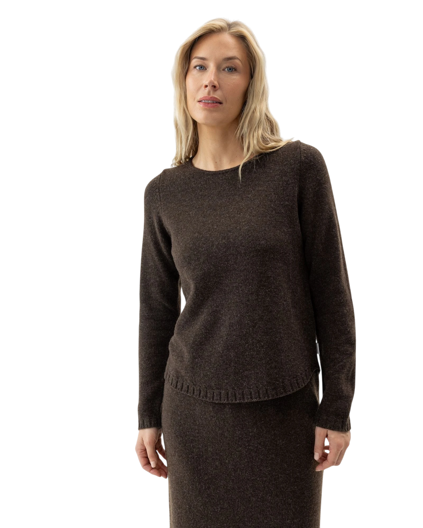 Linda Crew Neck Jumper - Brown Mel
