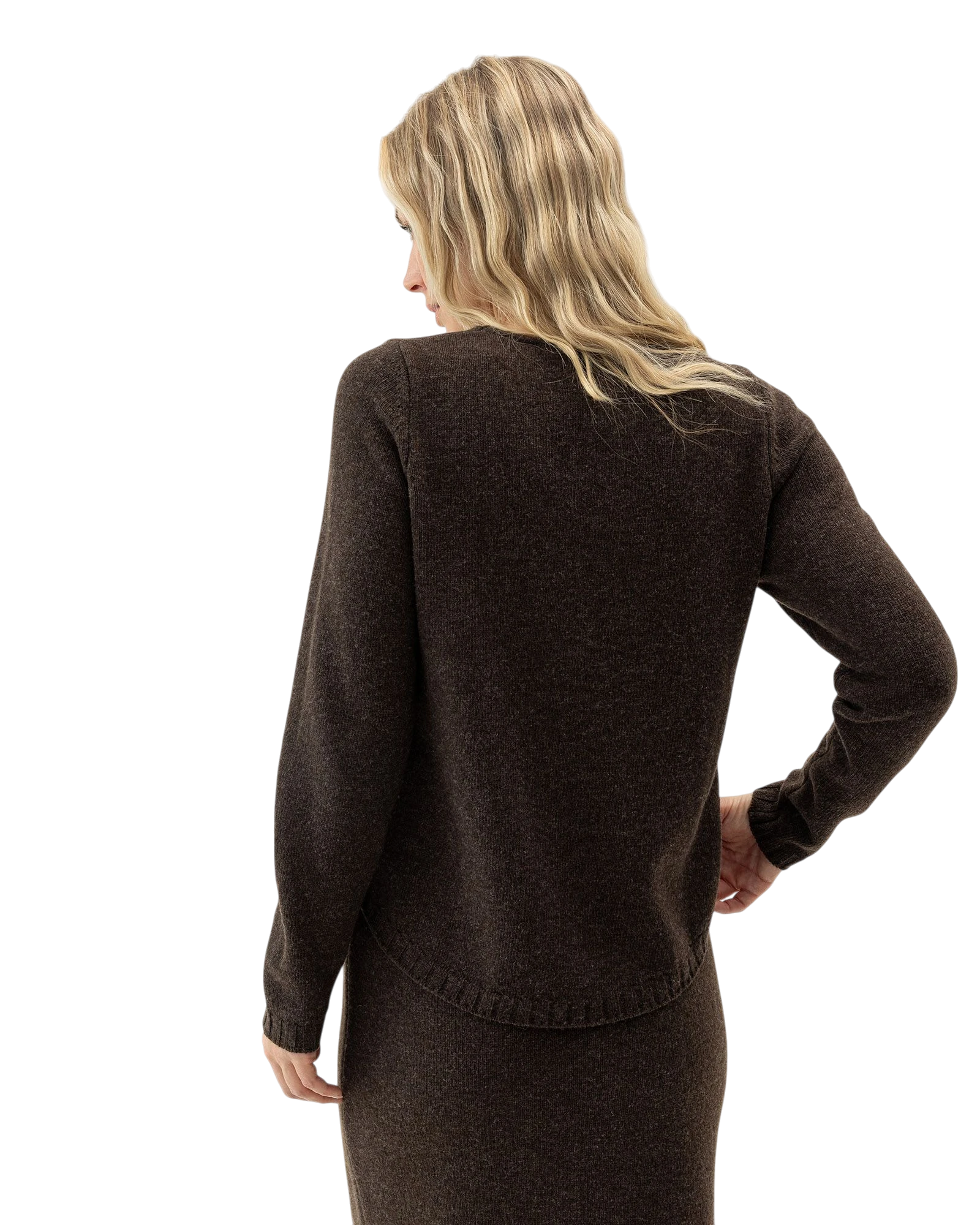 Linda Crew Neck Jumper - Brown Mel