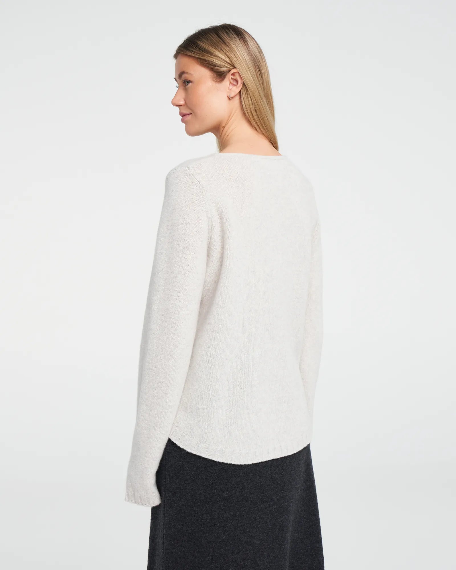 Linda Crew Neck Knitted Sweater - Light Grey Mel.