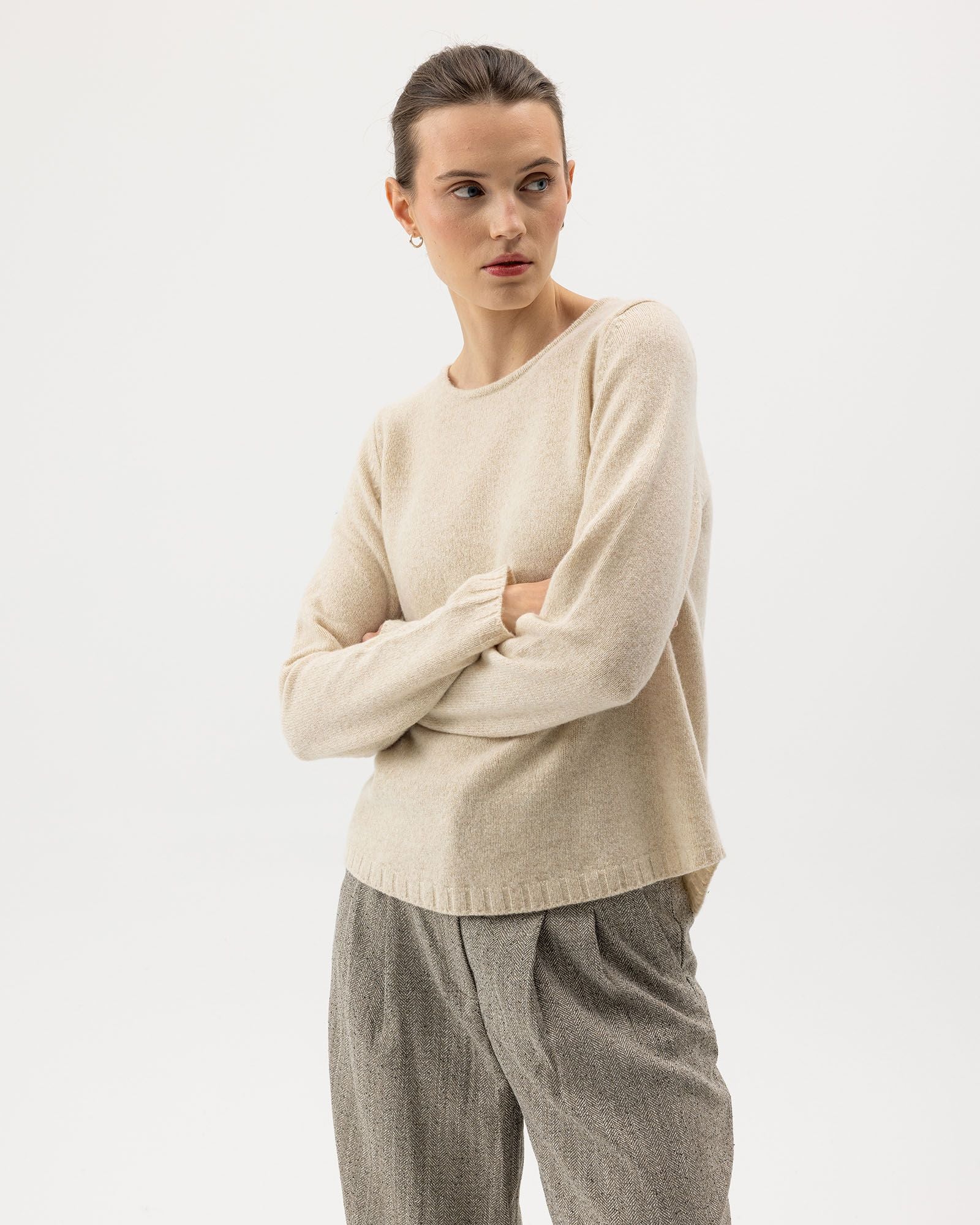 Linda Crew Neck Jumper - Creme