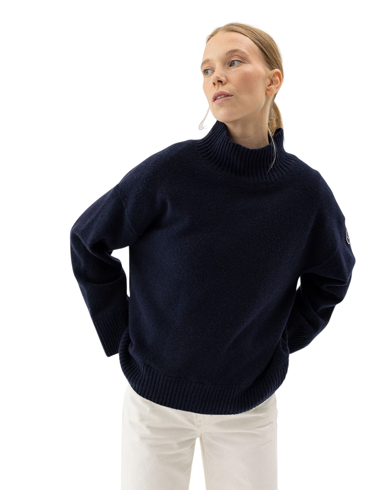 Margot Turtle Neck Windproof Jumper - Navy
