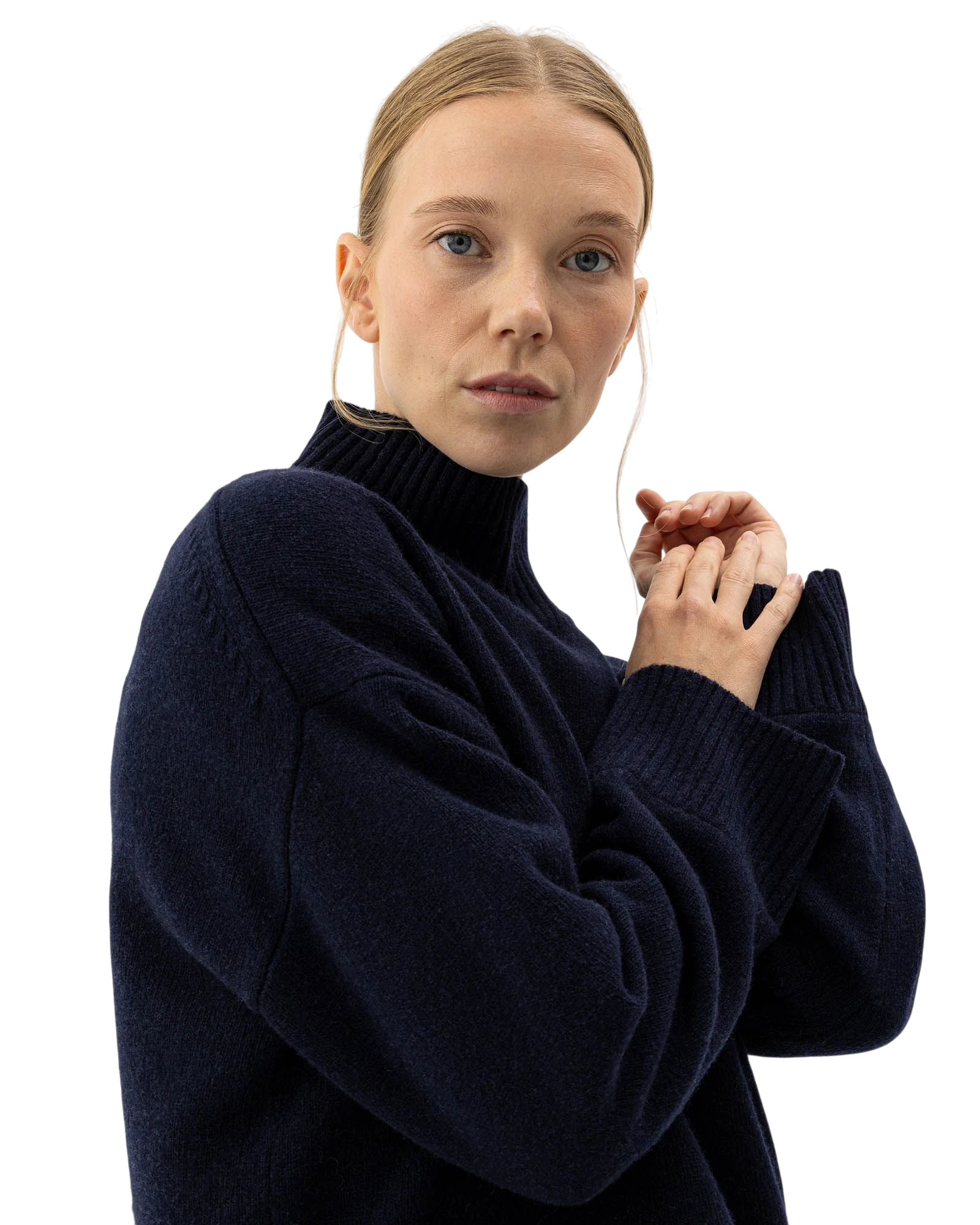 Margot Turtle Neck Windproof Jumper - Navy