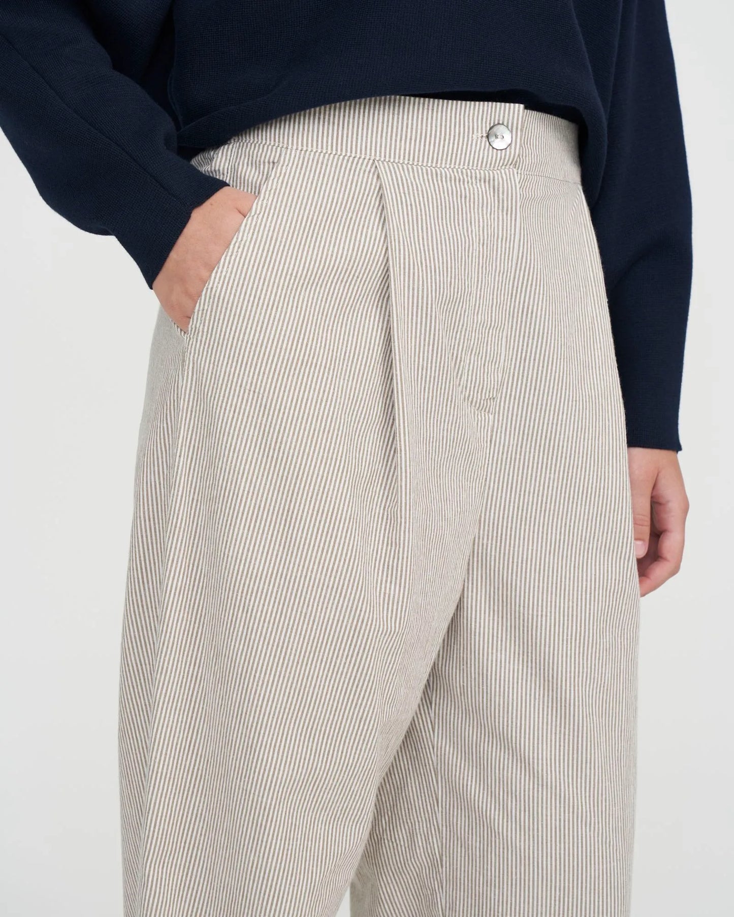 Marina Pants - Khaki/White (Stripe)