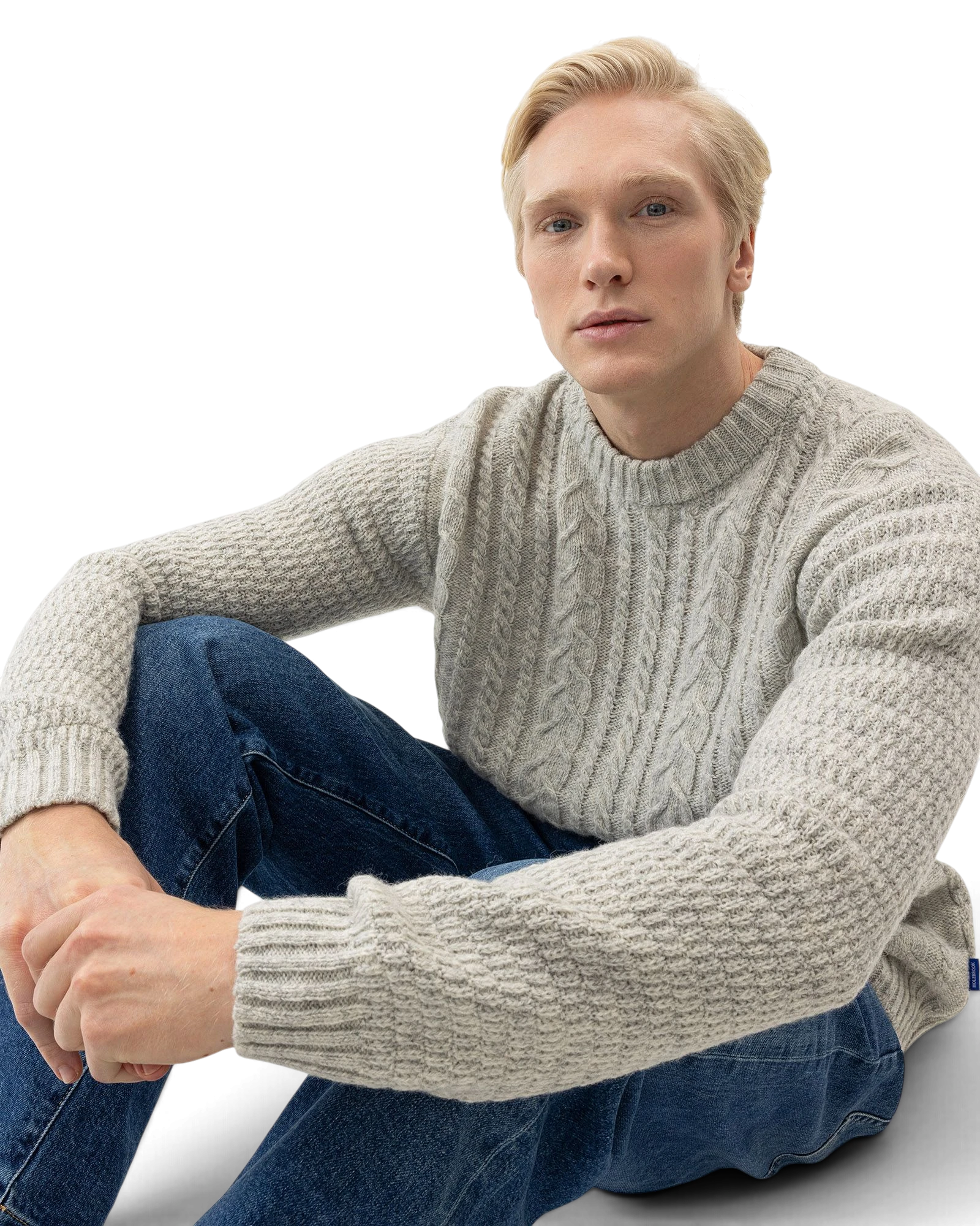 Stricken Crew Neck Jumper - Light Grey Mel.