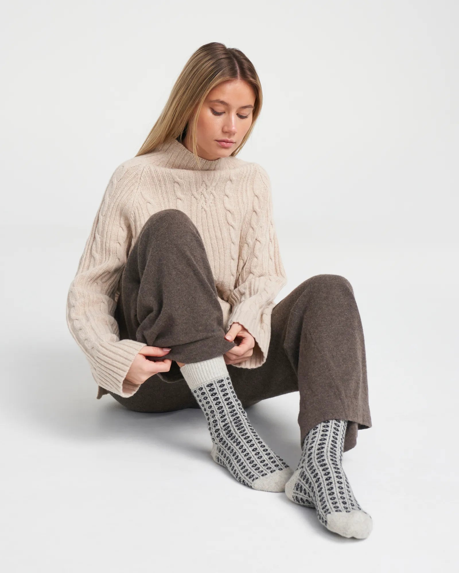 Vansbro Knitted Socks - Off White Mel.