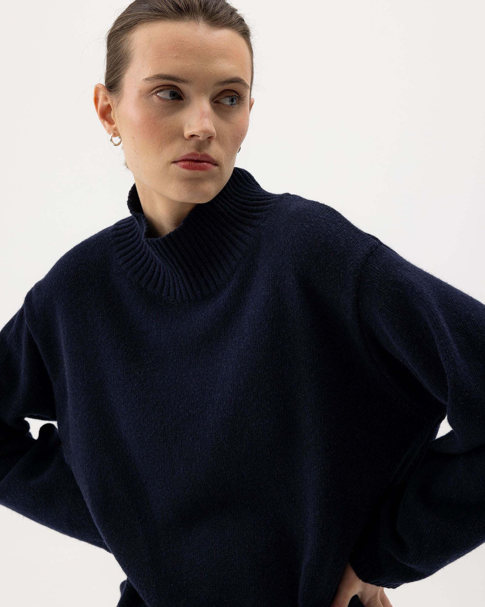 Veronika Turtle Neck Jumper - Navy