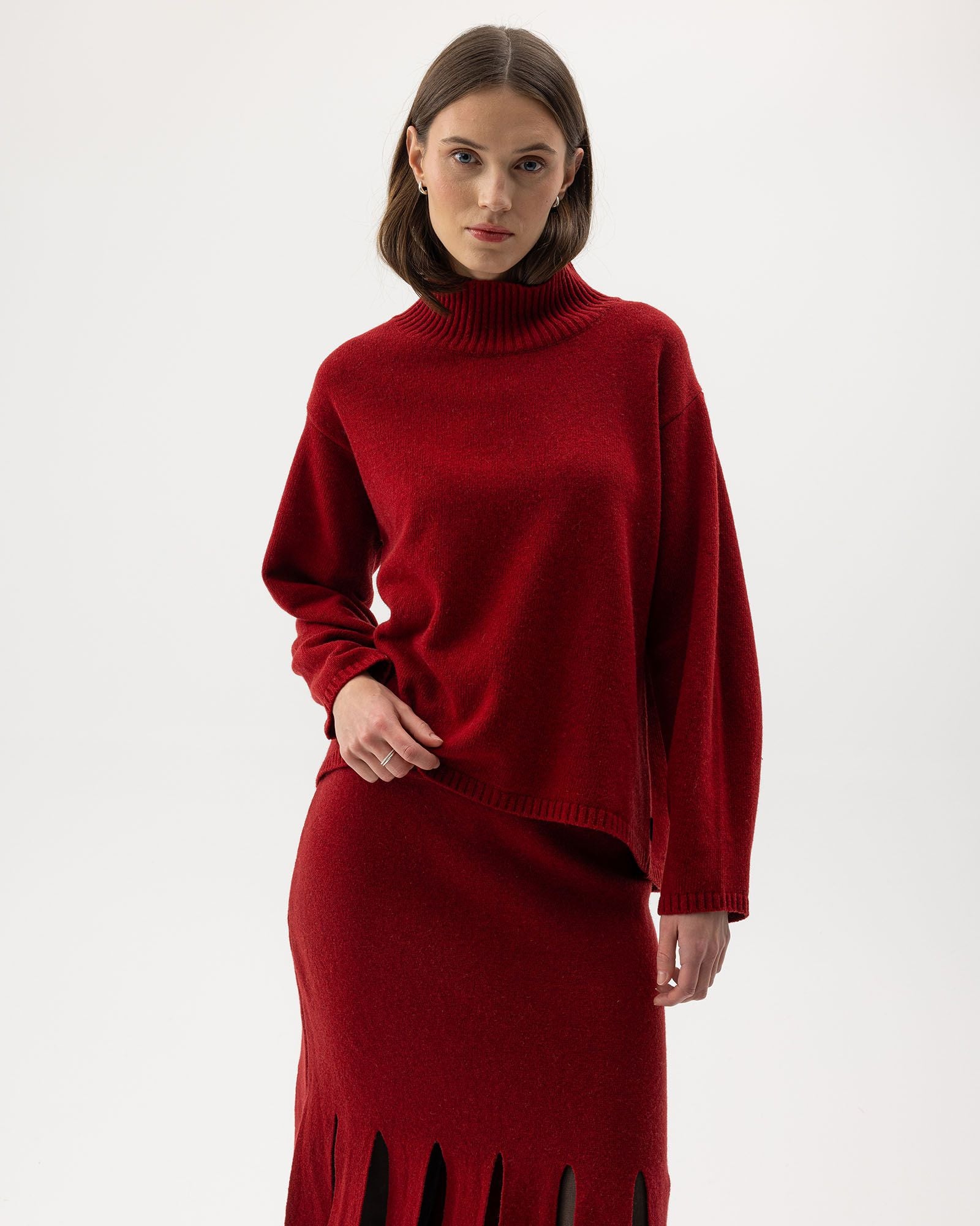 Veronika Turtle Neck Jumper - Ruby