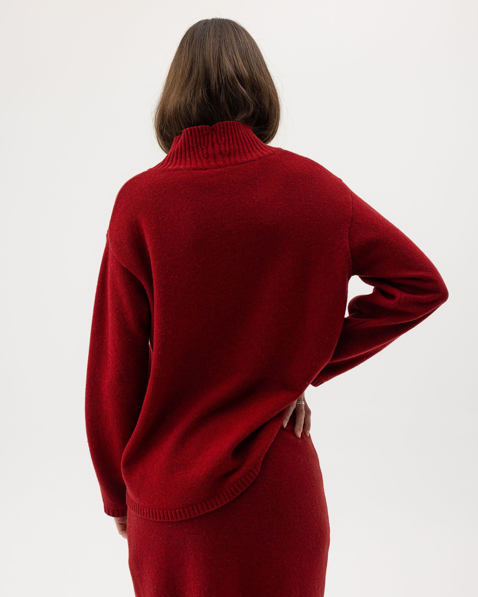 Veronika Turtle Neck Jumper - Ruby