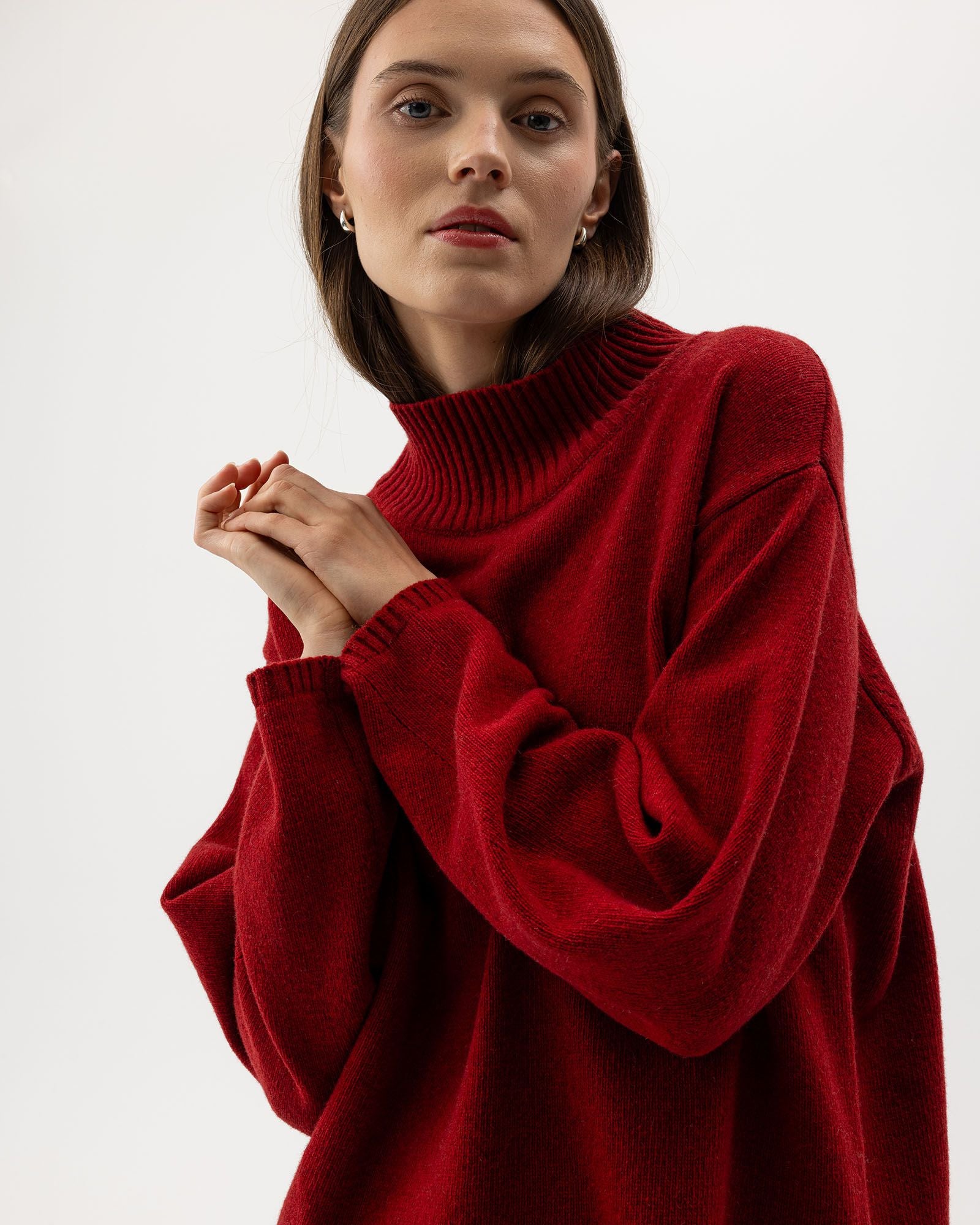 Veronika Turtle Neck Jumper - Ruby