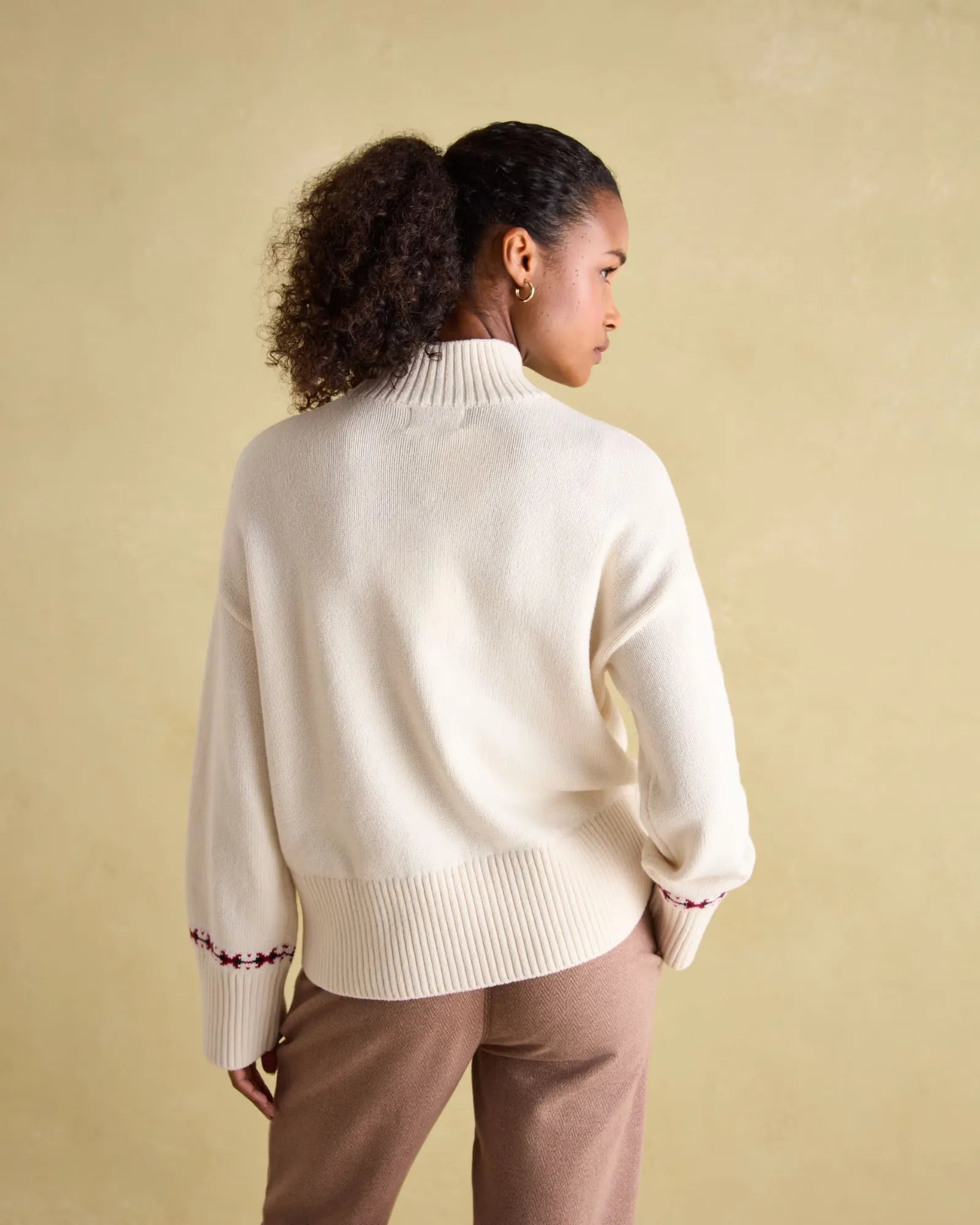 Abigail Cream High Neck Intarsia Ski Jumper