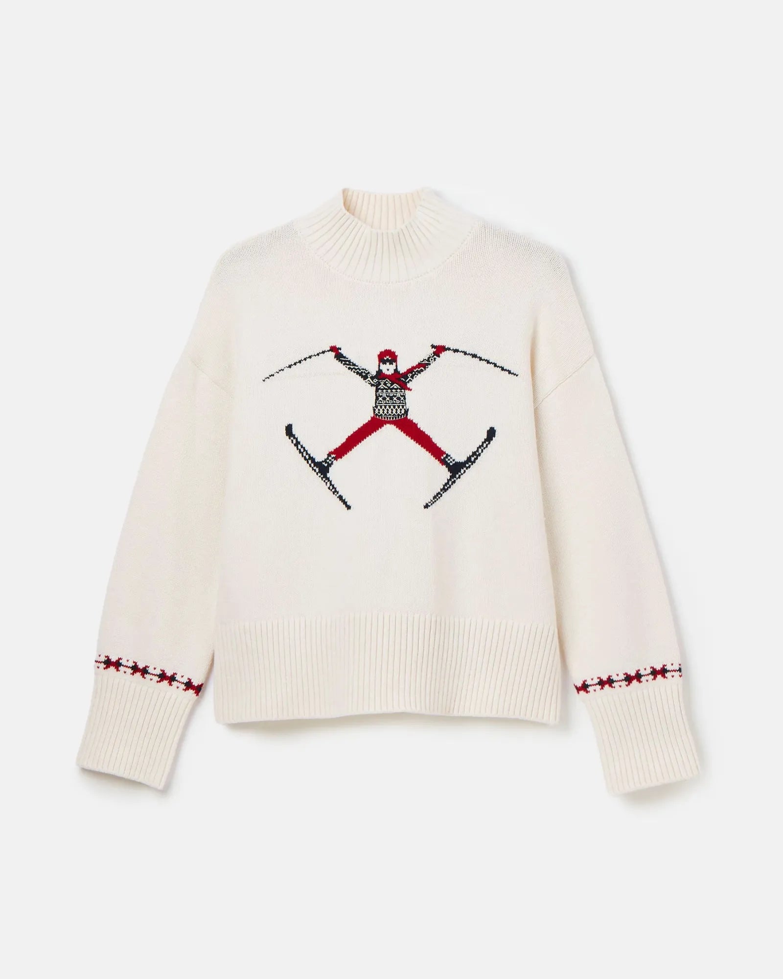 Abigail Cream High Neck Intarsia Ski Jumper