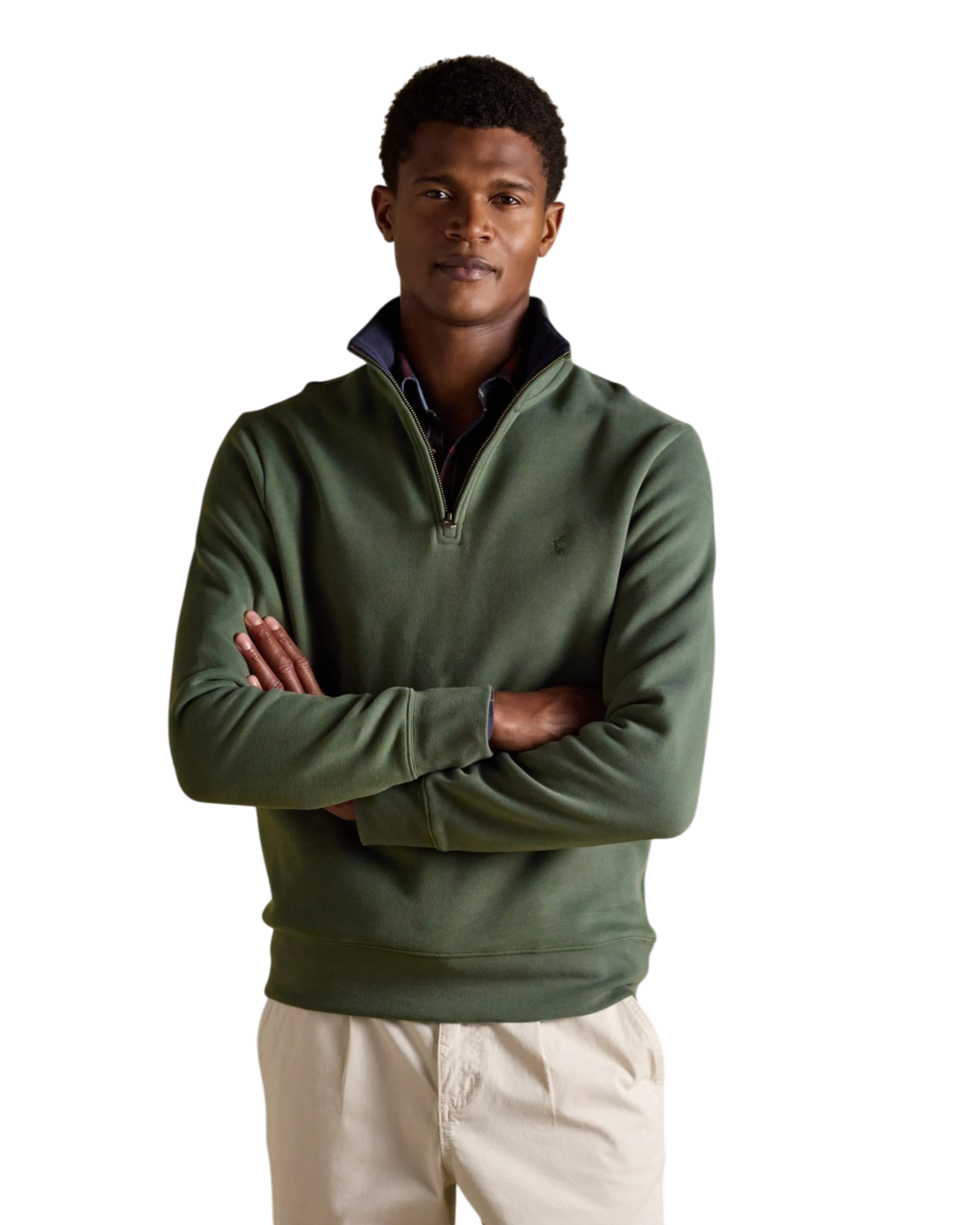 Alistair Quarter Zip Sweatshirt - Khaki Green