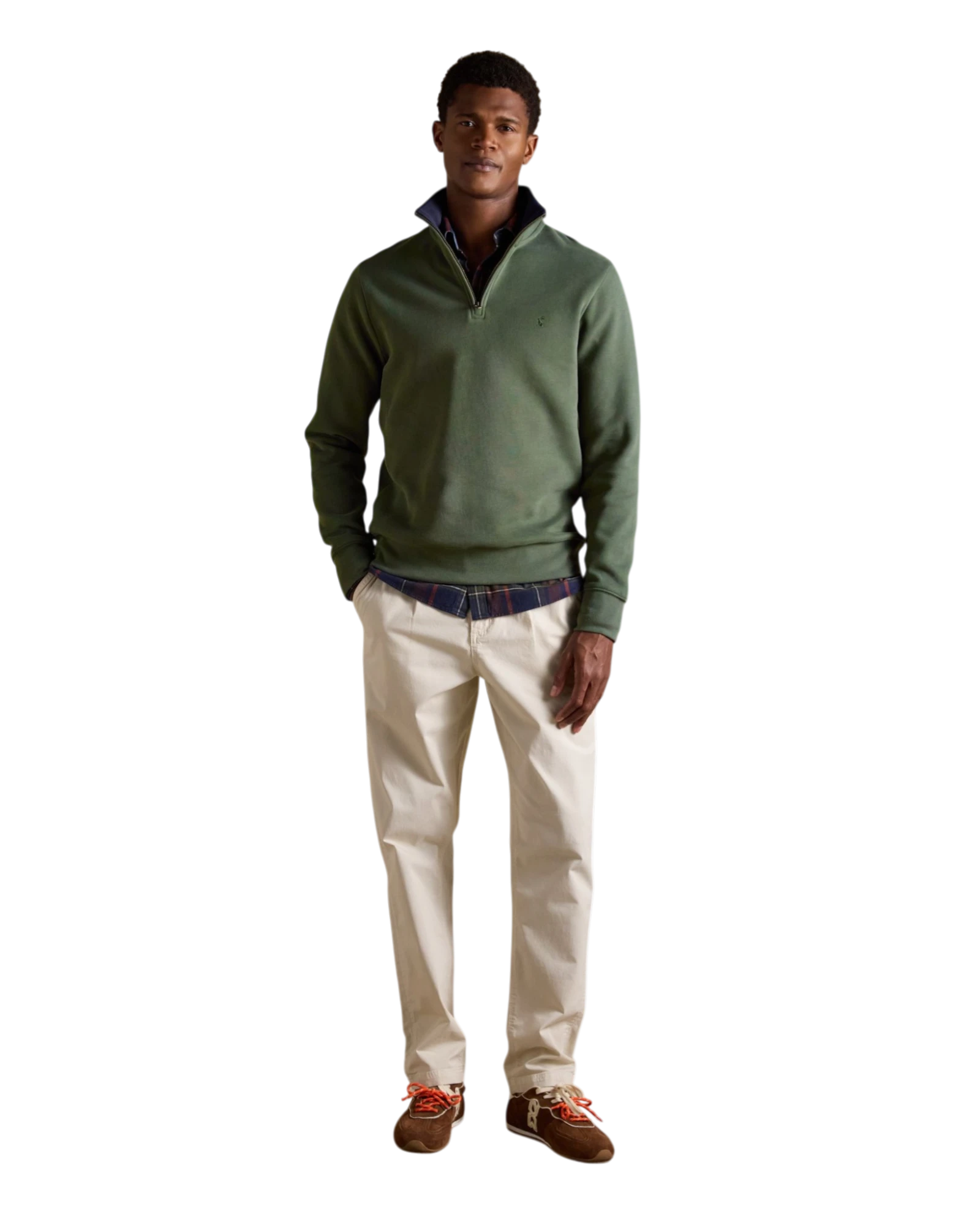 Alistair Quarter Zip Sweatshirt - Khaki Green