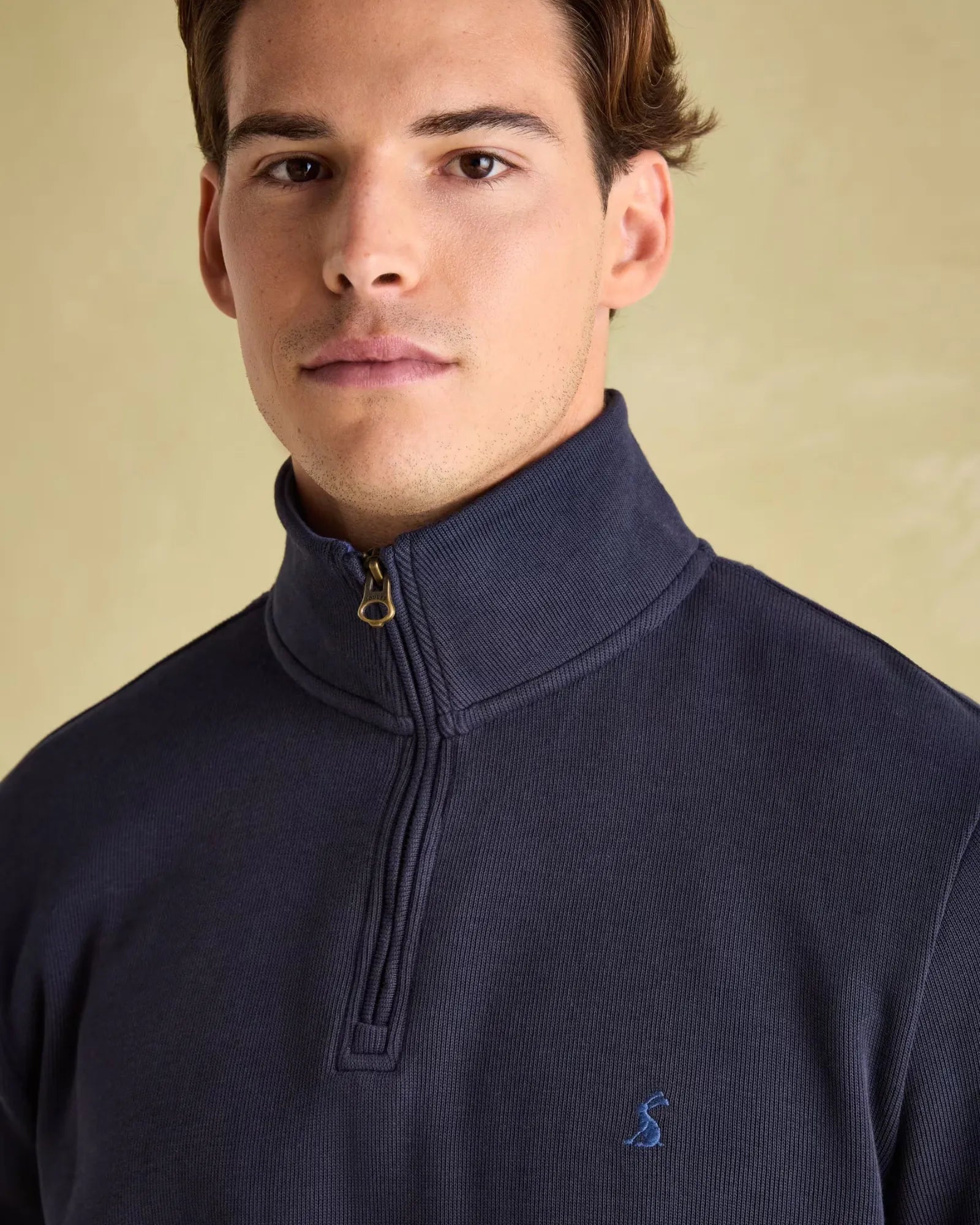 Alistair Navy Quarter Zip Cotton Sweatshirt
