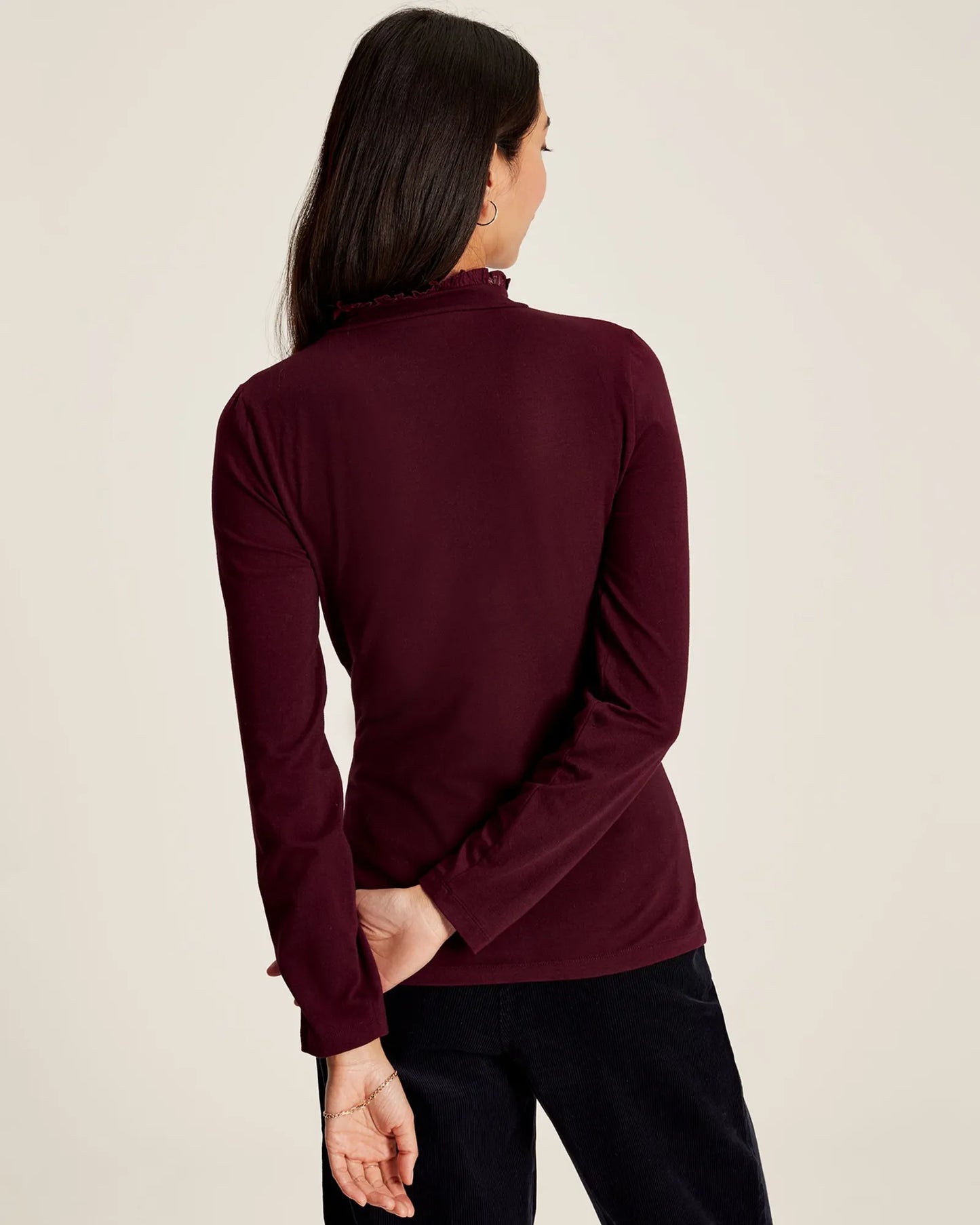 Amy Burgundy Roll Neck Top