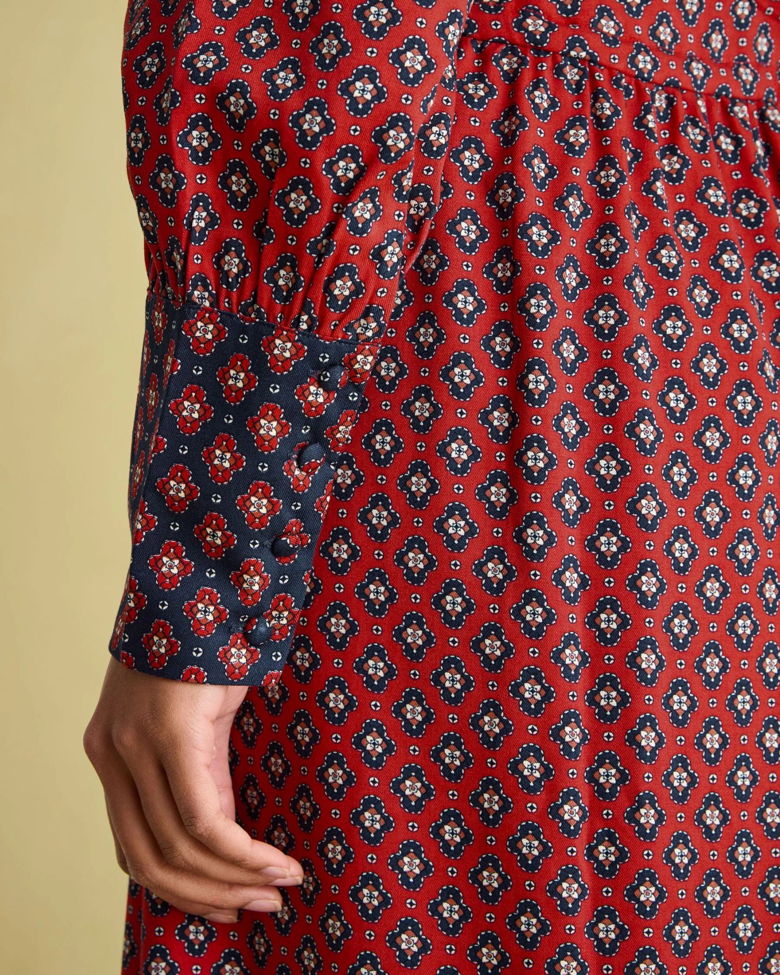 Aster Red & Navy Tie Waist Midi Dress