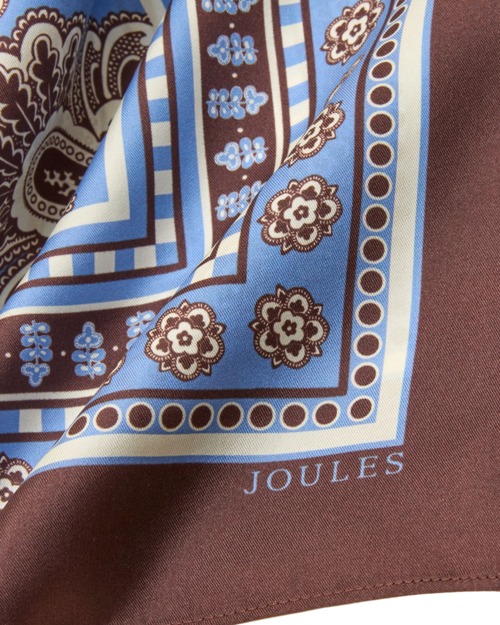 Bloomfield Silk Square Scarf - Blue/Brown Floral