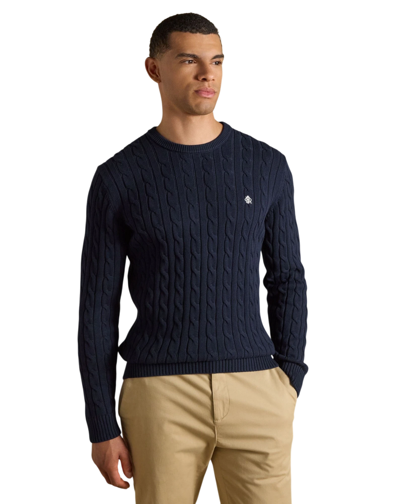 Cable Knit Jumper - Navy