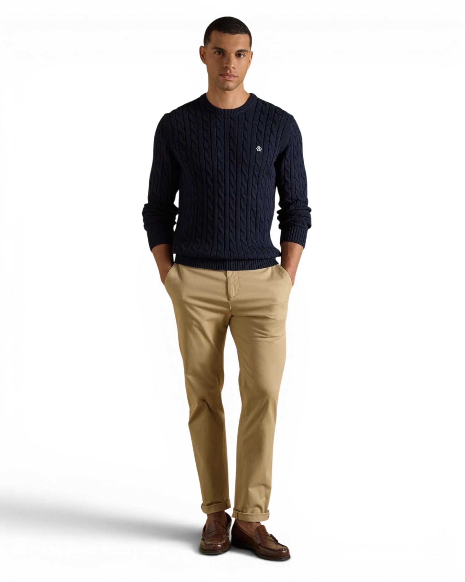 Cable Knit Jumper - Navy
