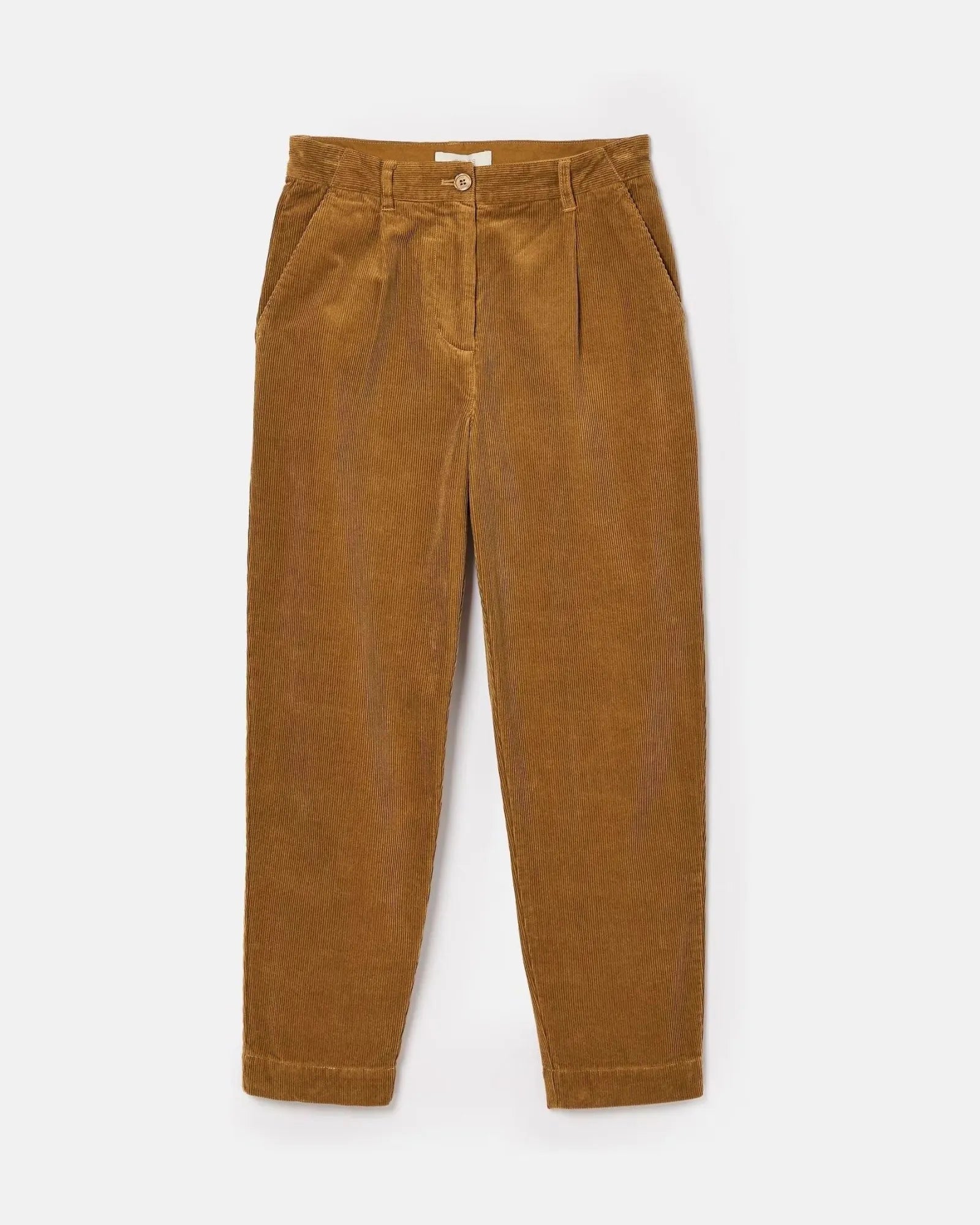 Calla Tan Brown Corduroy Tapered Trousers