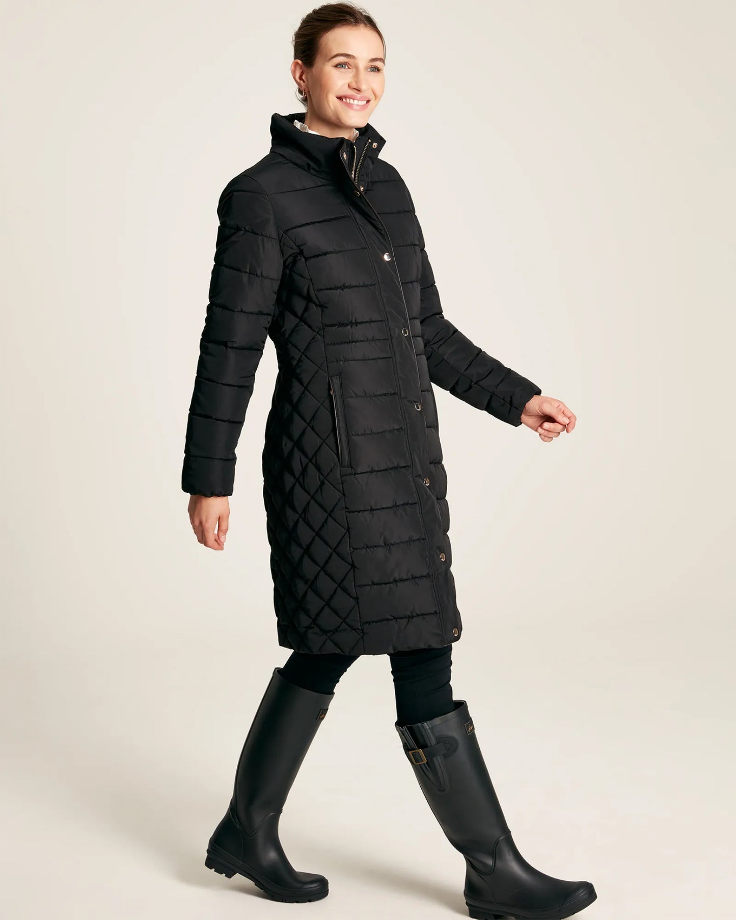 Charlington Black Showerproof Longline Padded Coat