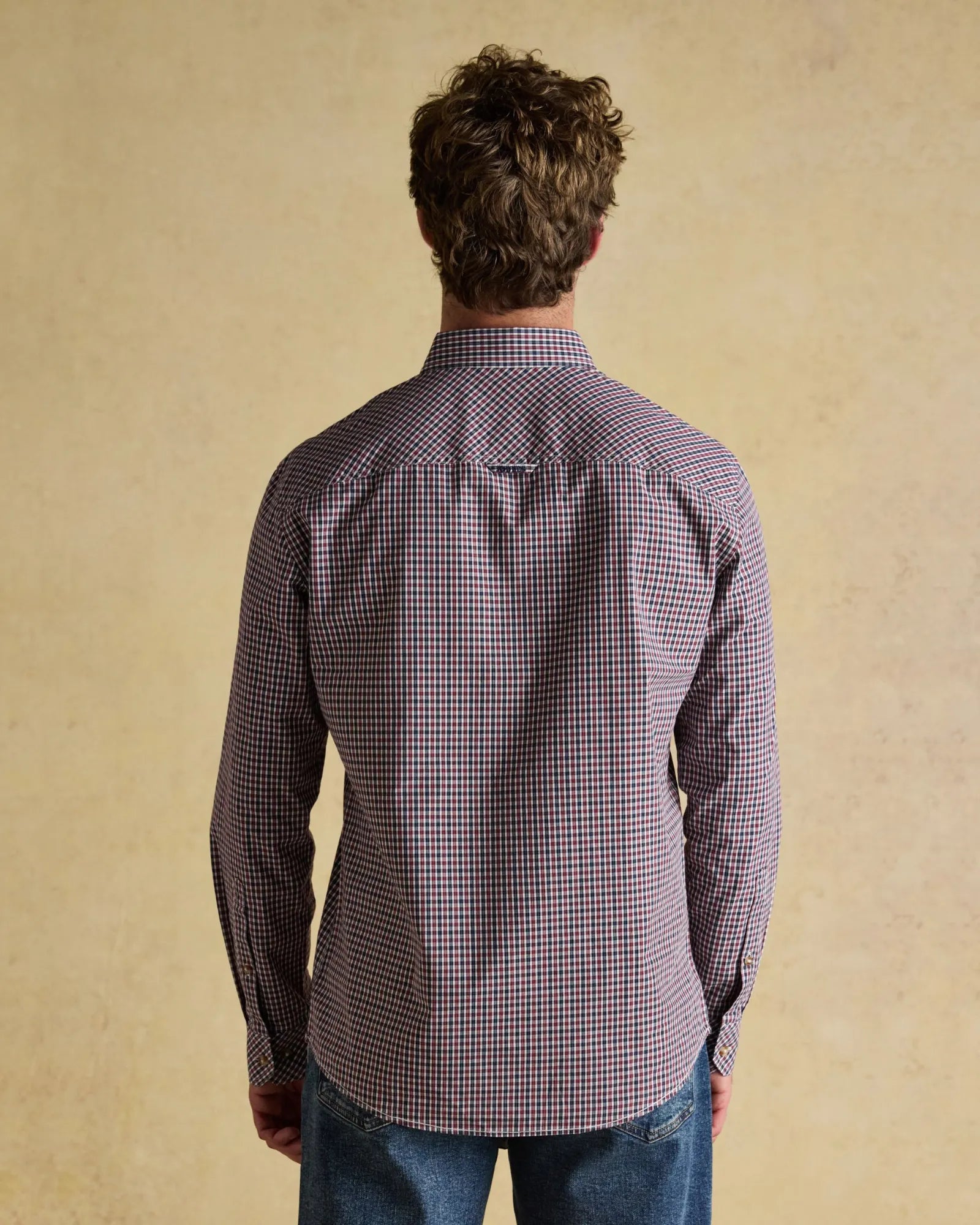 Classic Poplin Check Shirt - Burgundy Red