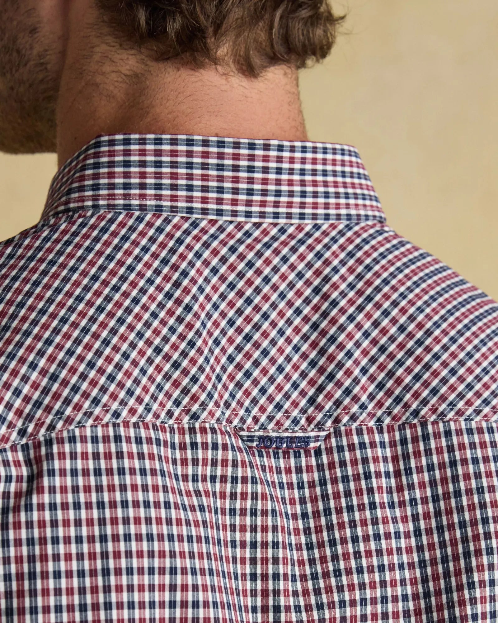 Classic Poplin Check Shirt - Burgundy Red